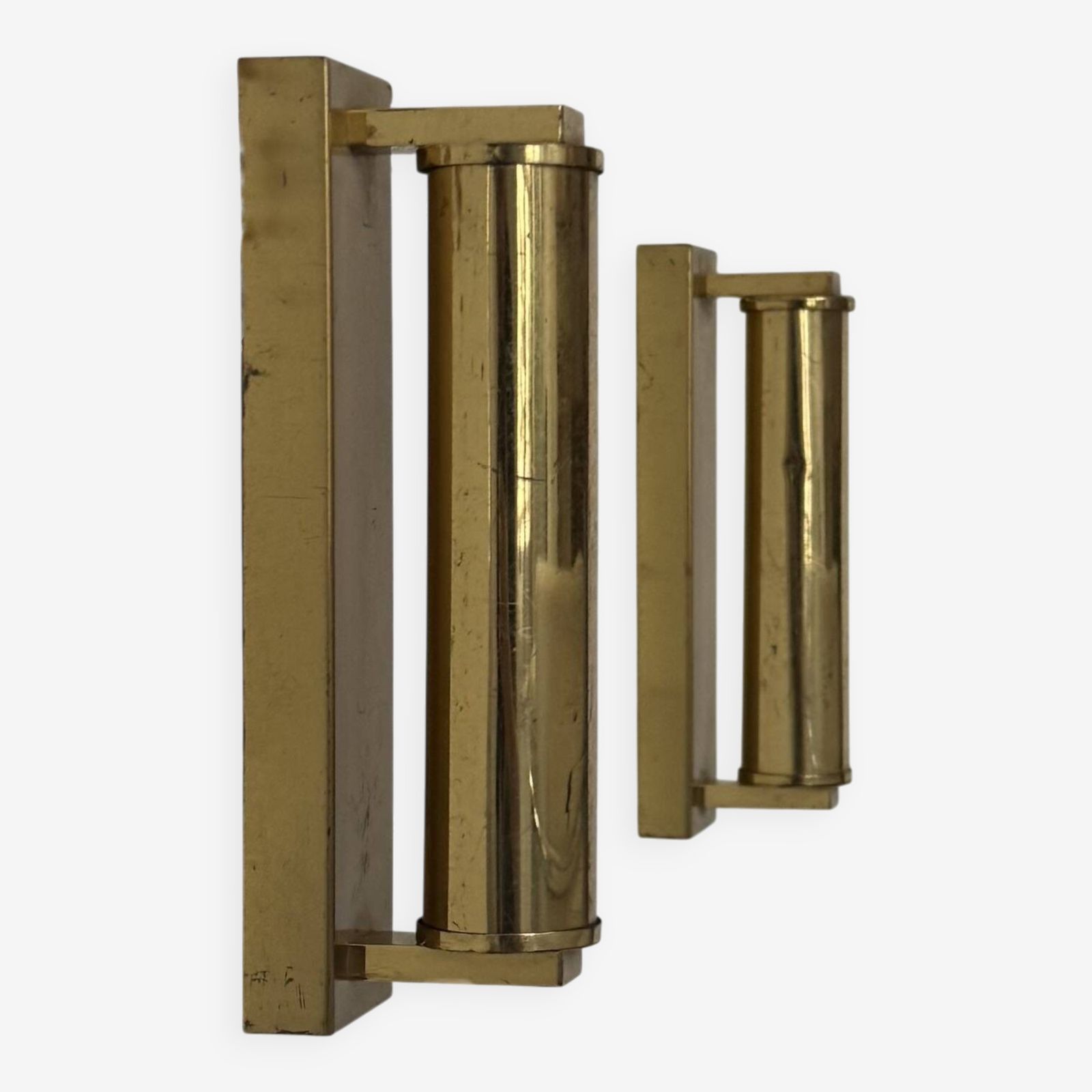 Pair Of Vintage Modernist Adjustable Wall Lights Brass France 1970