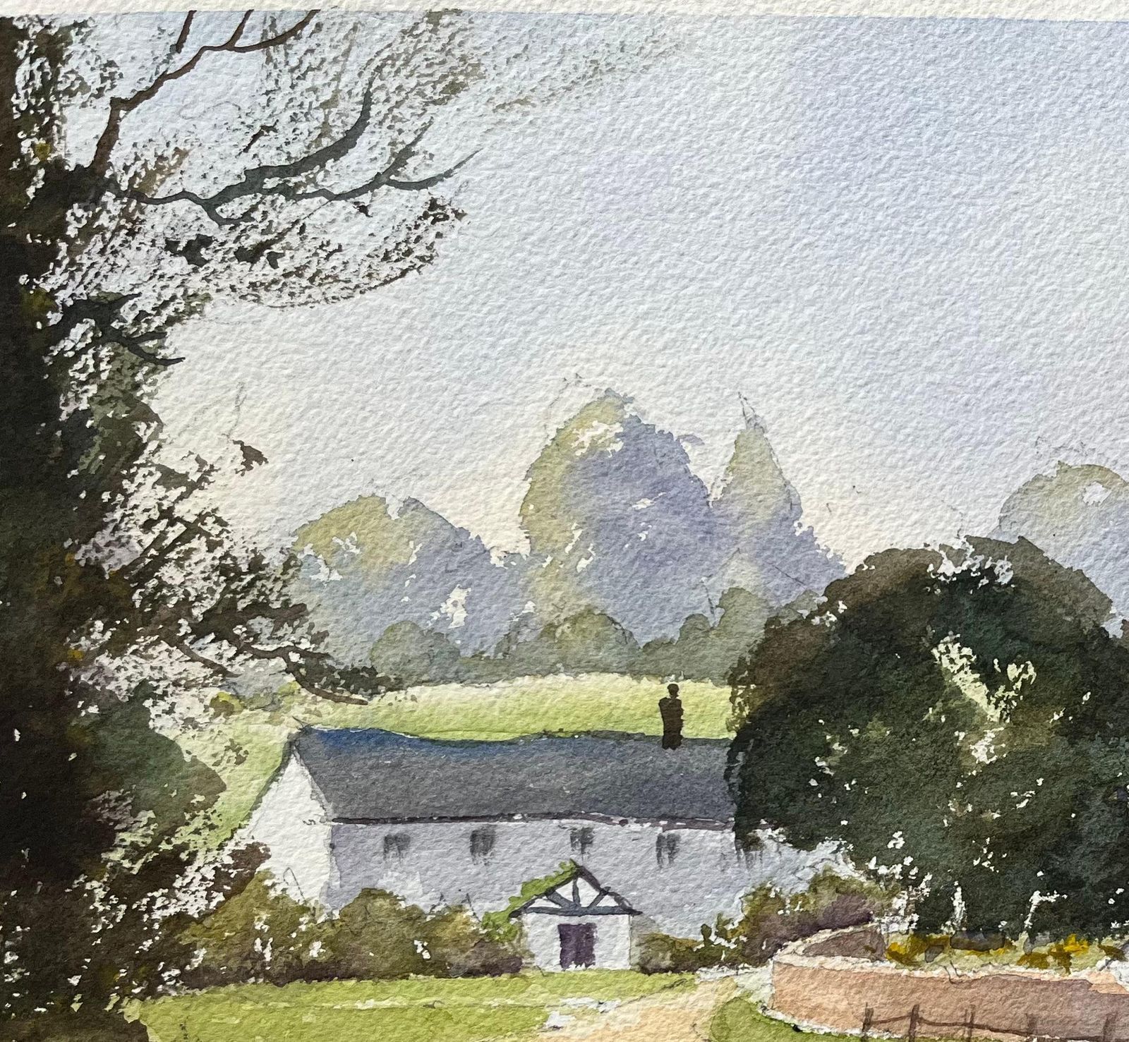 Anthony Avery British Impressionist Watercolor Of Idyllic English Countryside With Church photo 493.0