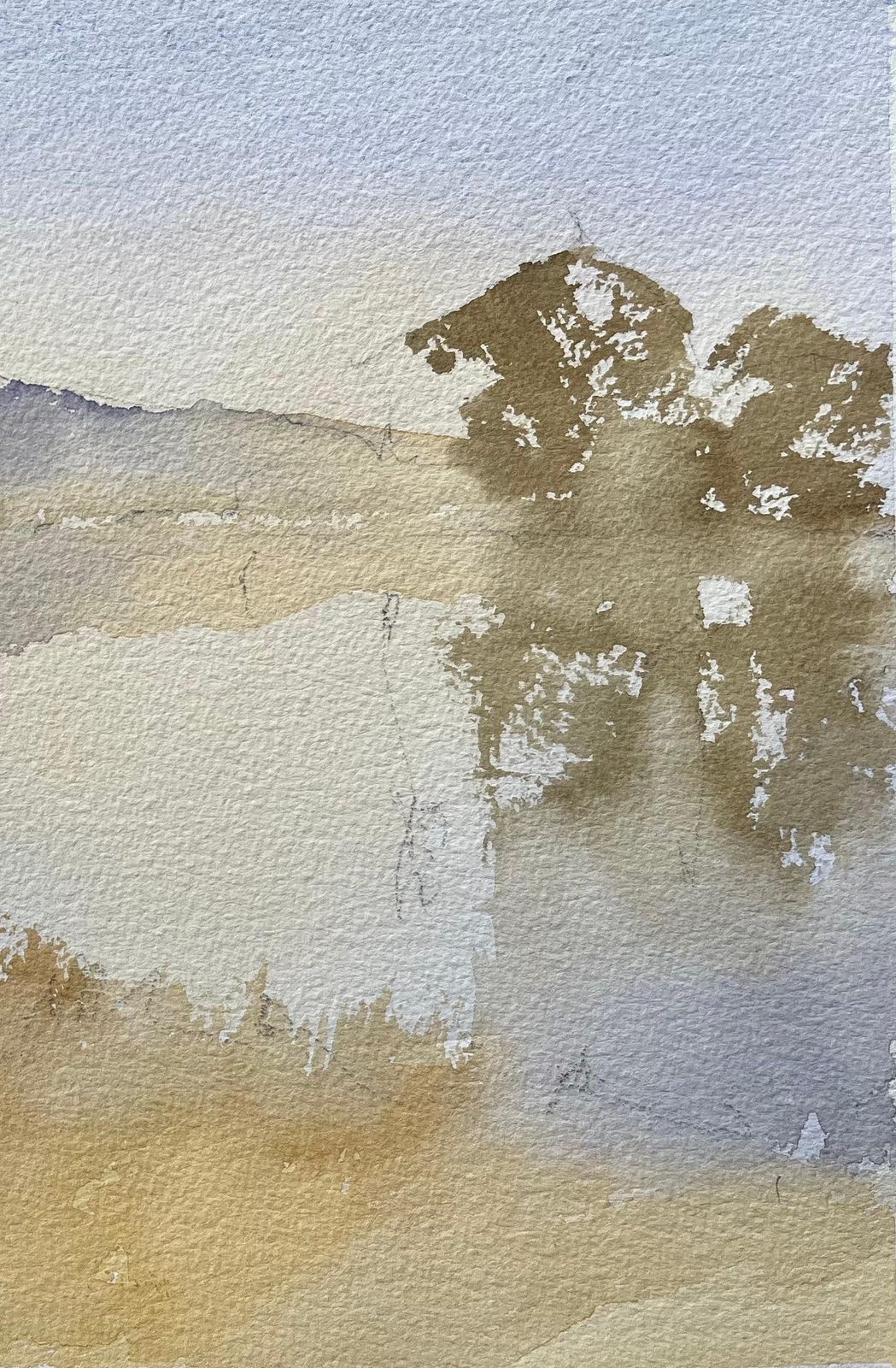 Anthony Avery British Original Watercolor Of A Misty Lakeside Landscape photo for sale