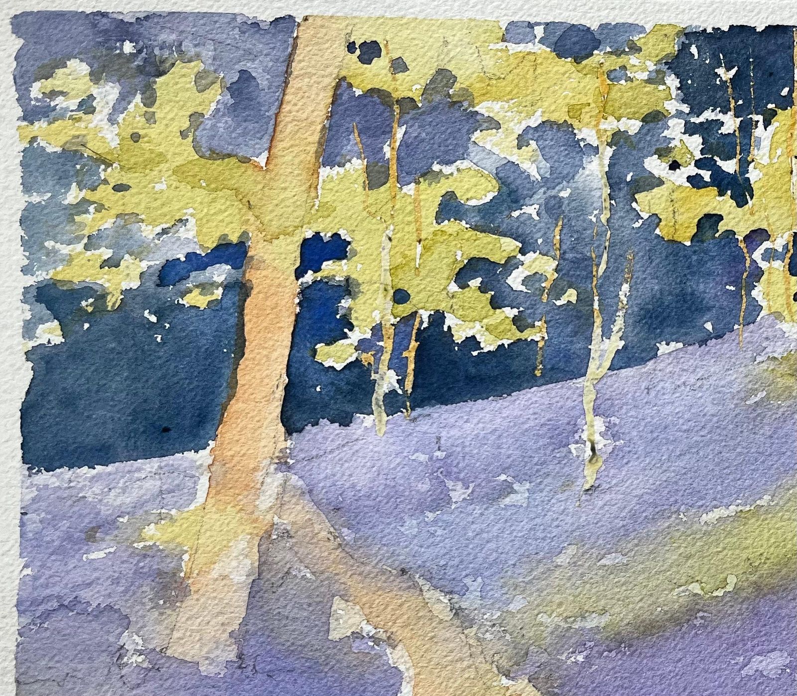 Anthony Avery British Impressionist Watercolor Of A Bluebell Woods Pathway In Spring Light photo for sale