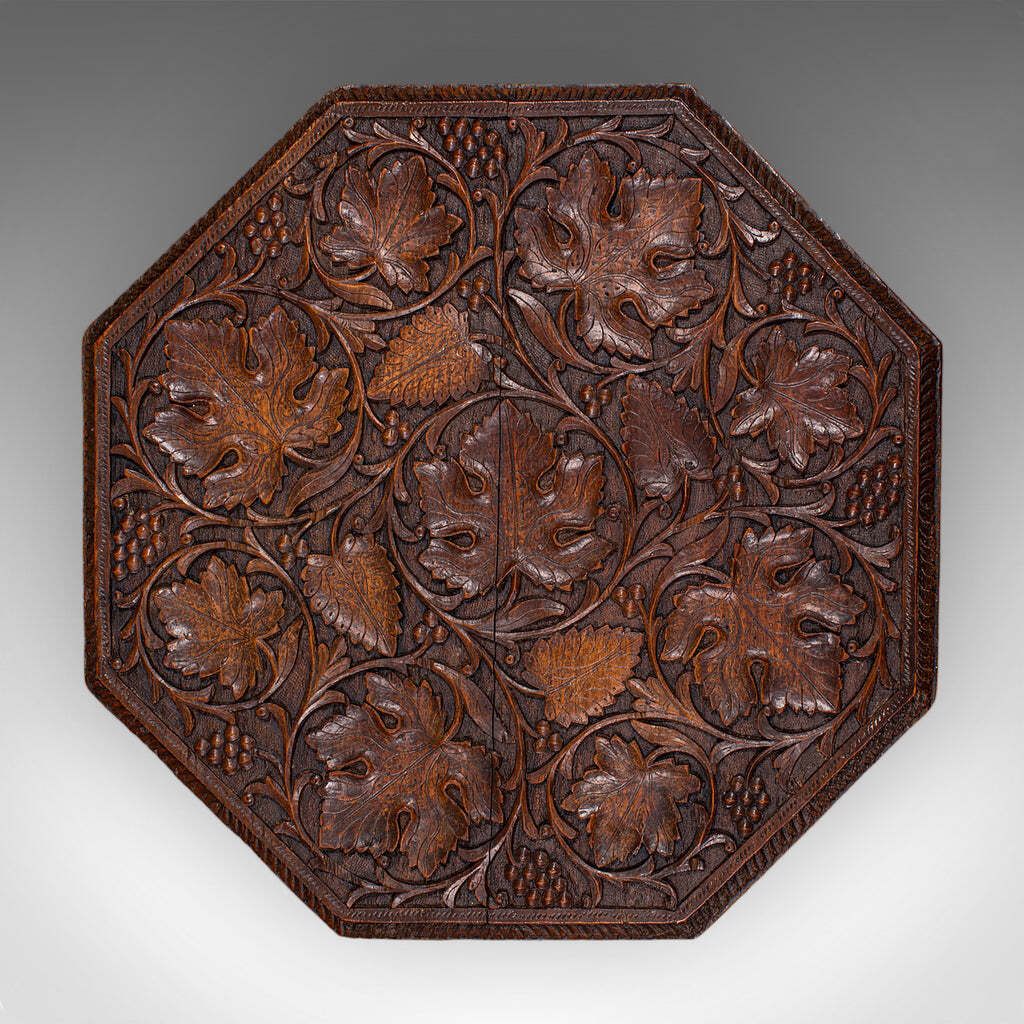 Antique Campaign Tea Table, Anglo Indian, Carved, Lamp, Side, Victorian, C.1900 photo buy