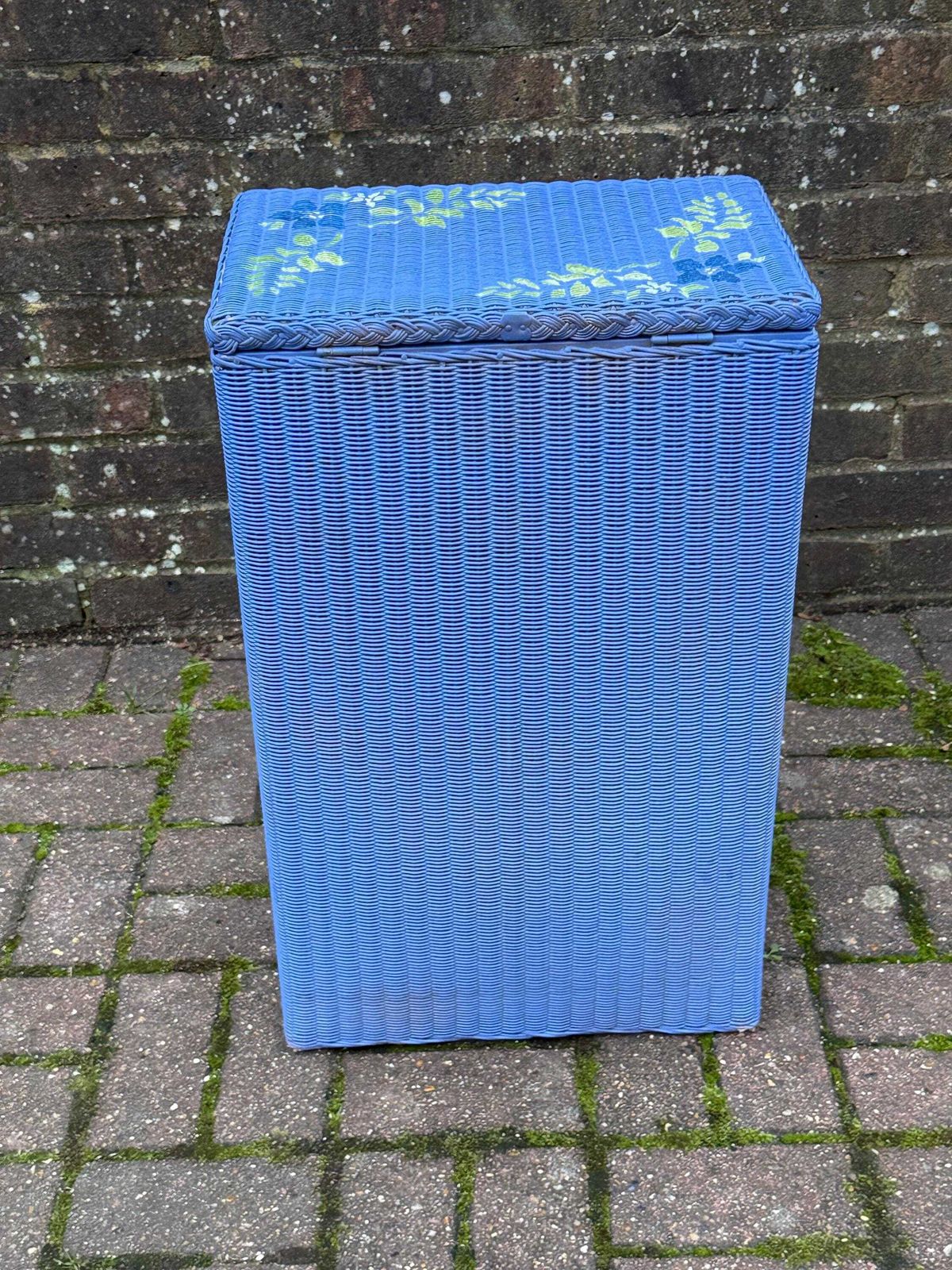 photo for sale Vintage Hand Painted Lloyd Loom Lusty Wicker Laundry Basket – Upcycled Storage, Retro Home Décor Charm