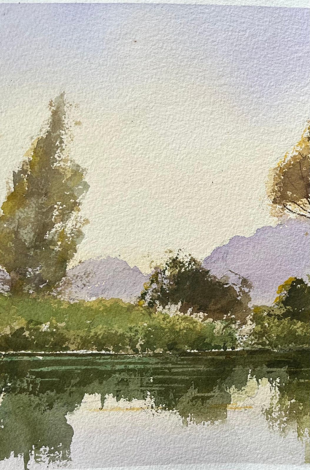 Anthony Avery British Impressionist Watercolor Of Autumn Reflections By The Riverside photo Art