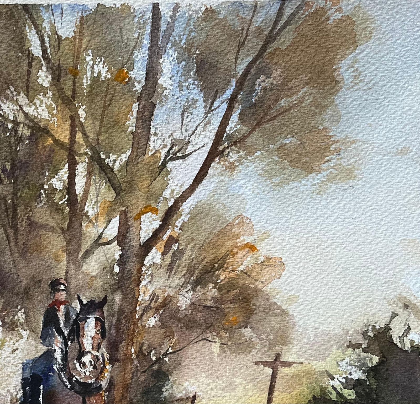 Anthony Avery British Impressionist Watercolor Of A Rider, Horse And Dog In The Countryside photo Art