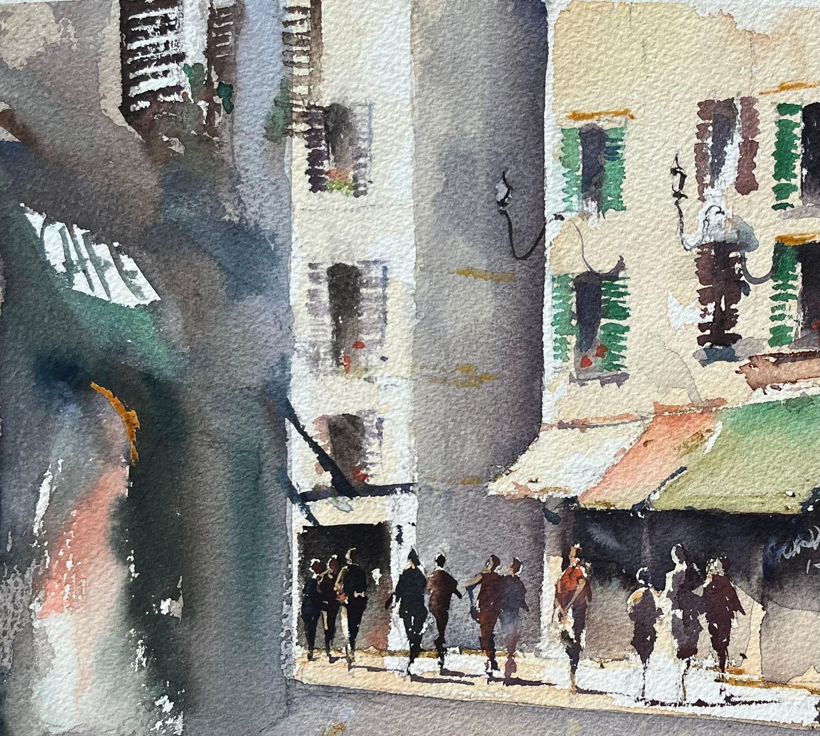 Anthony Avery British Impressionist Watercolor Of A Busy Sunlit European Street Scene photo vinterior