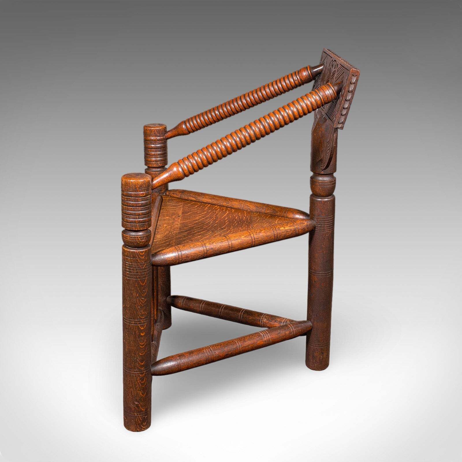 Antique Turner's Chair, English Oak, Warwick, Old Saxon, Elbow Seat, Victorian photo 1527.0
