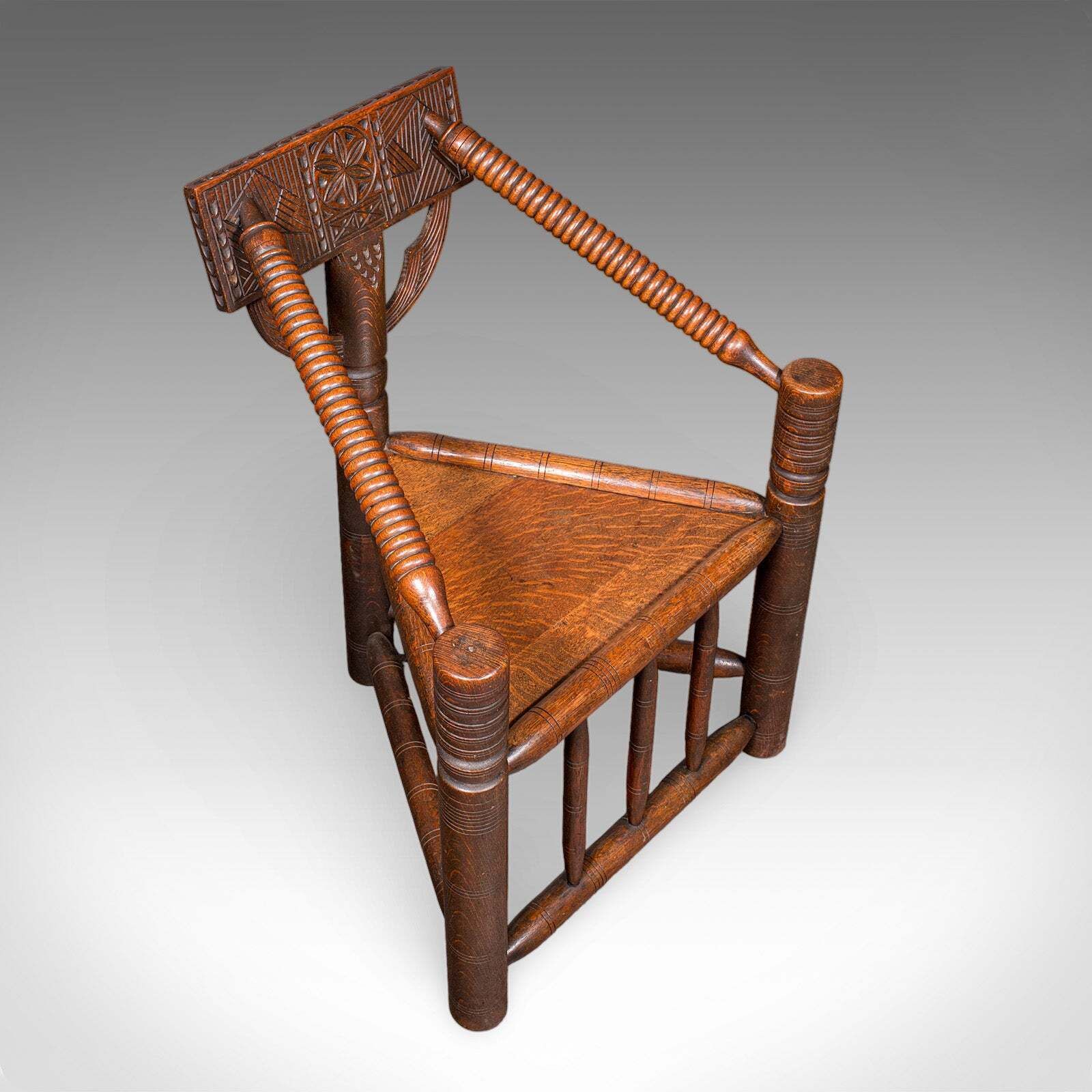 Antique Turner's Chair, English Oak, Warwick, Old Saxon, Elbow Seat, Victorian photo vinterior
