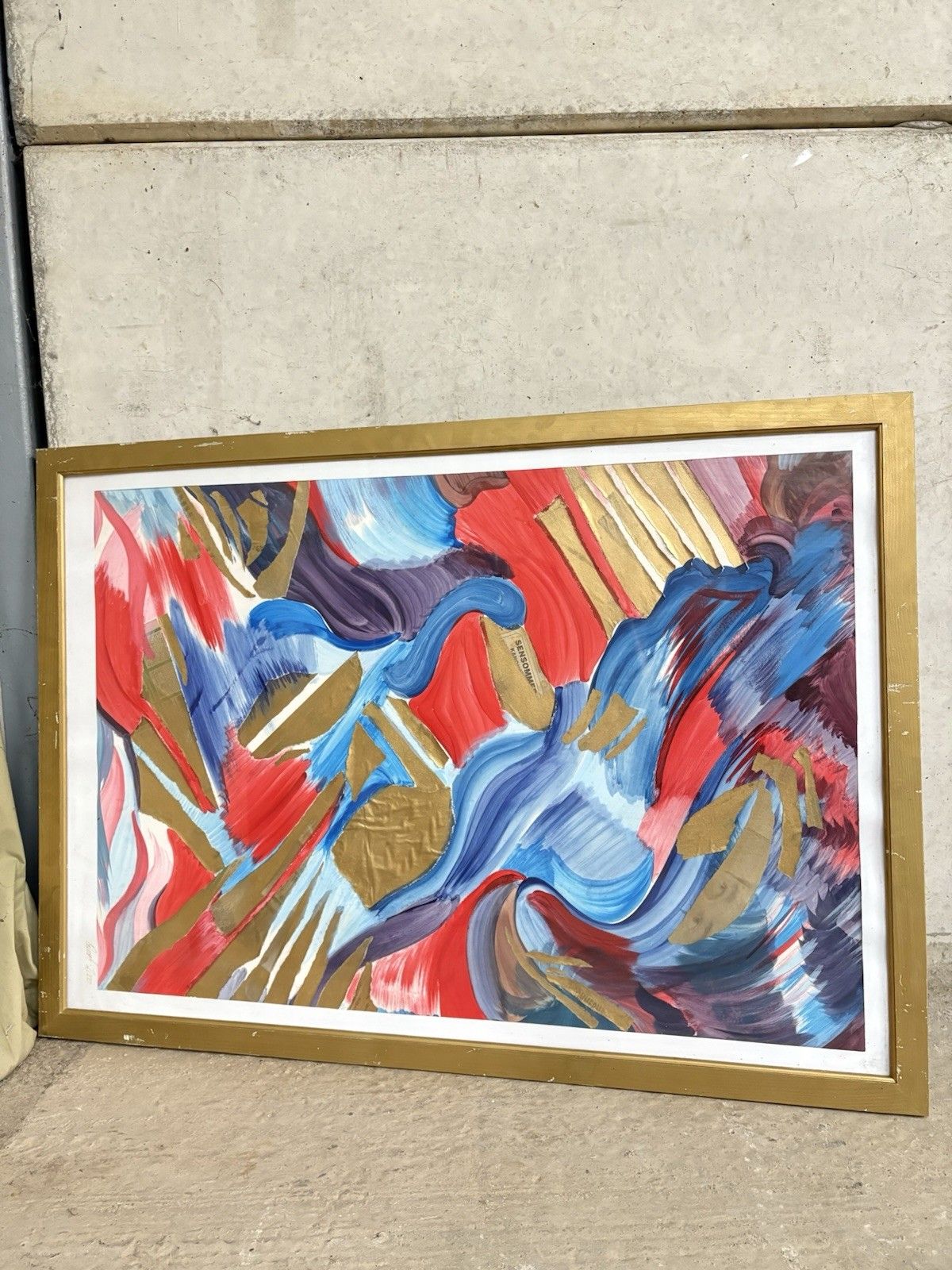 Vtg Late Mid Century Abstract Art School Wall Hanging Picture Retro R956