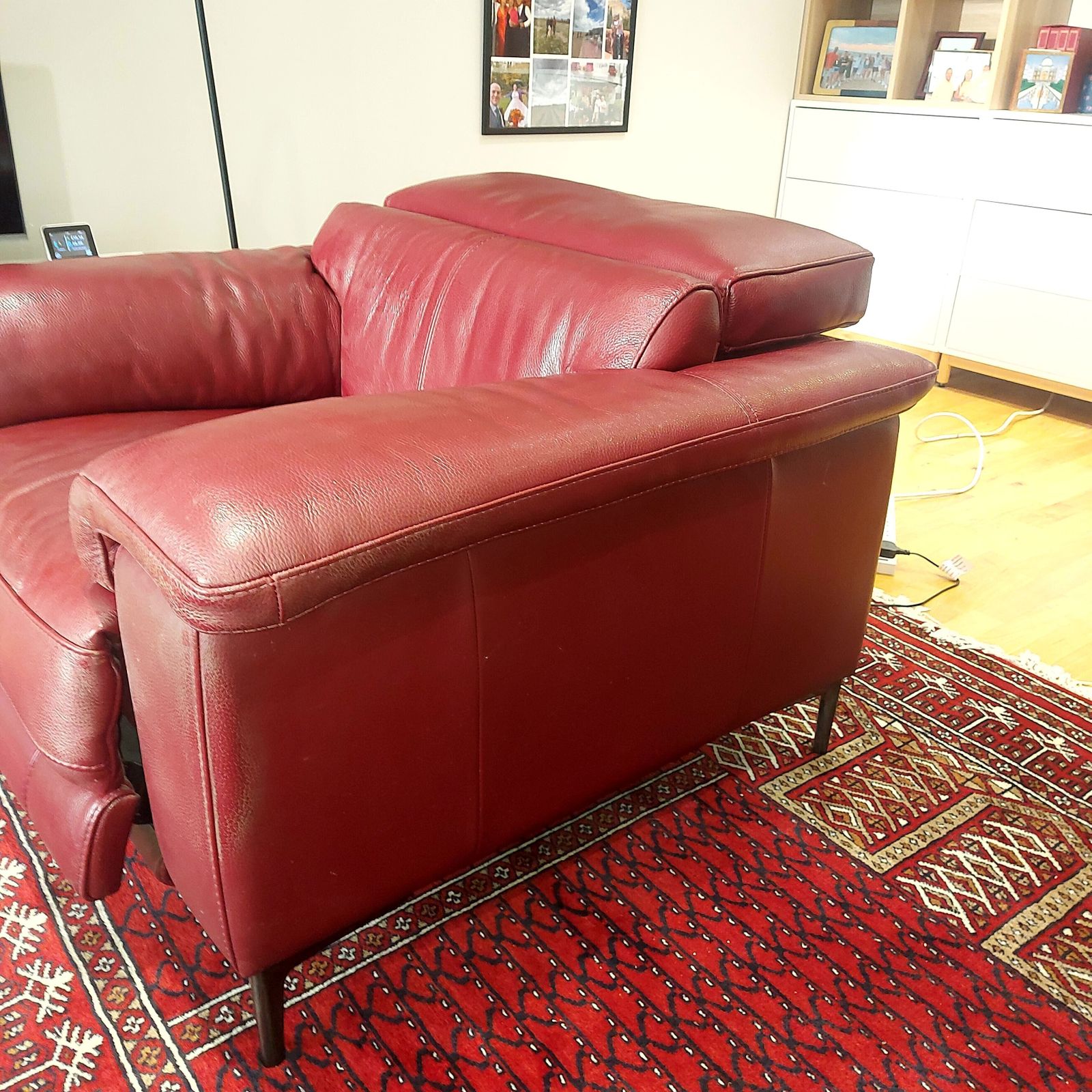 Milano Red Leather Powered Reclining Armchair photo furniture
