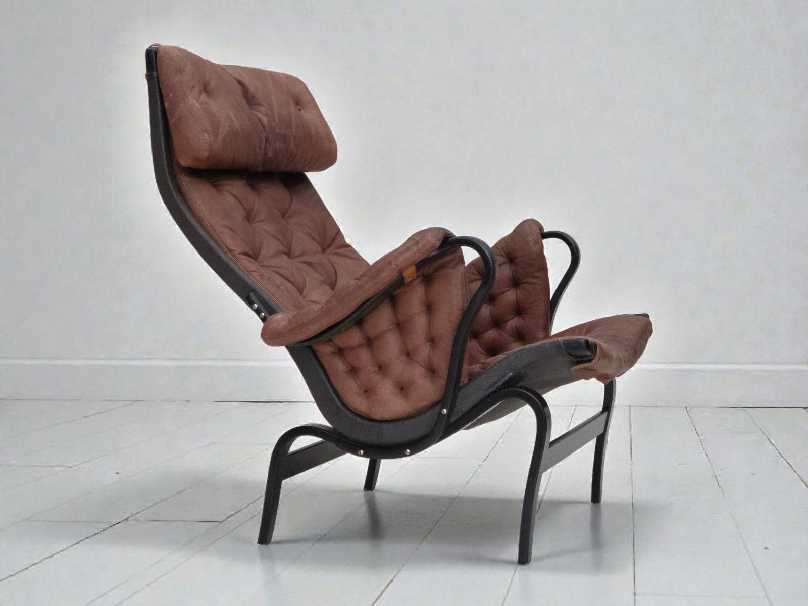 1970s, Swedish Design By Bruno Mathsson, Model "Pernilla",  Furniture Leather.