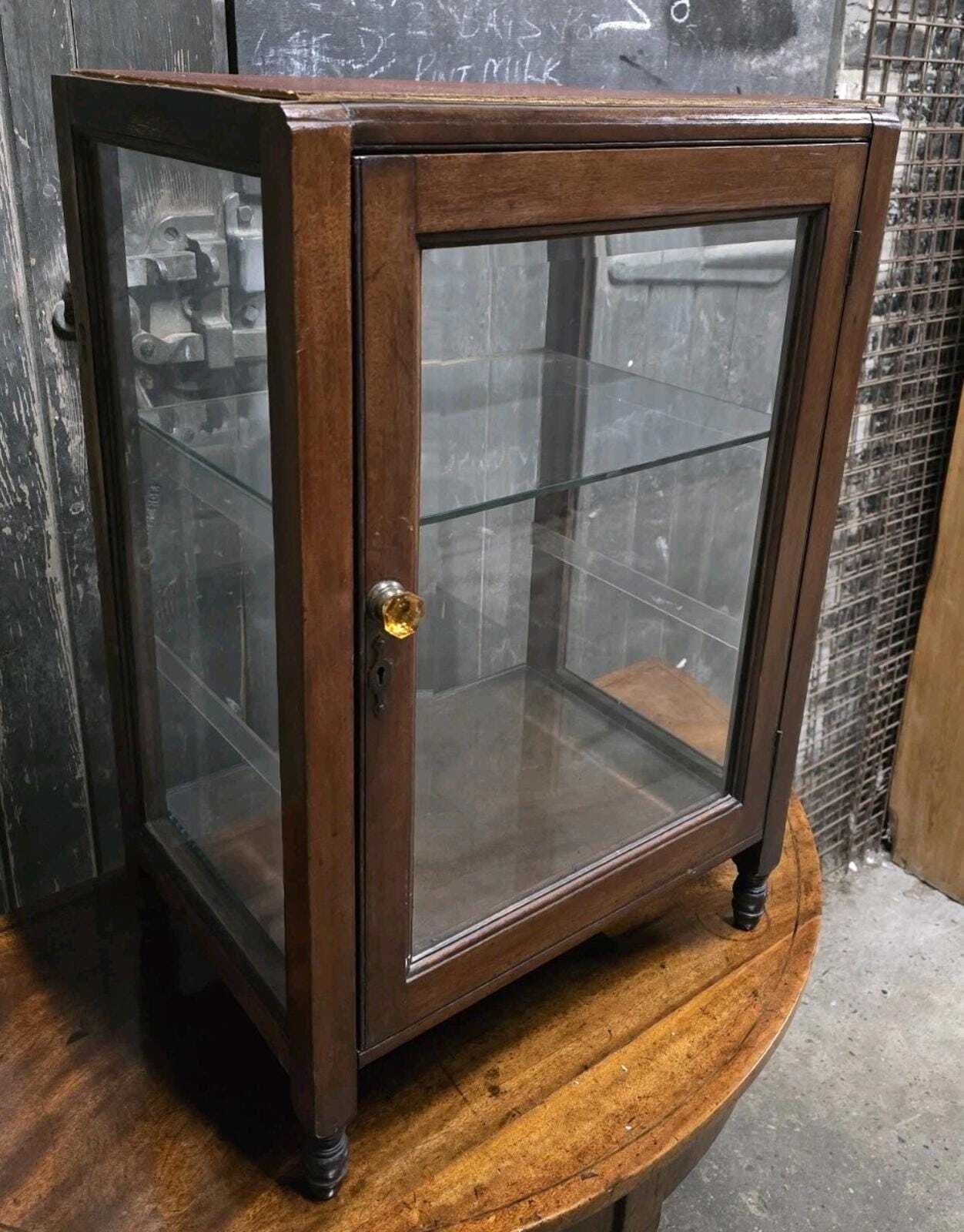 Antique Victorian 19th Century Mahogany Shop Medicine Display Cabinet photo vinterior