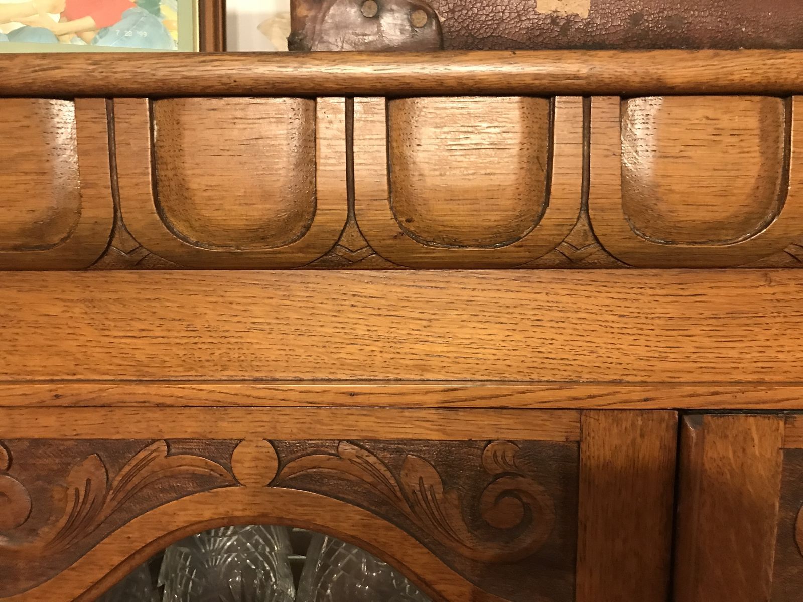 Late Edwardian Golden Oak Glass Fronted Cabinet photo buy