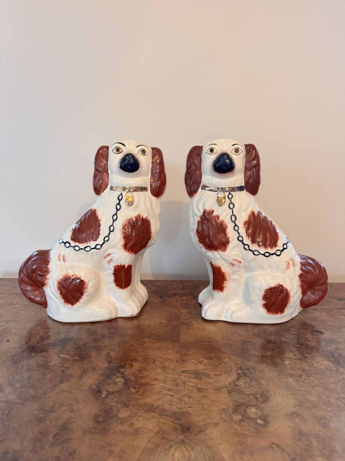Attractive Pair Of Antique Staffordshire Dogs