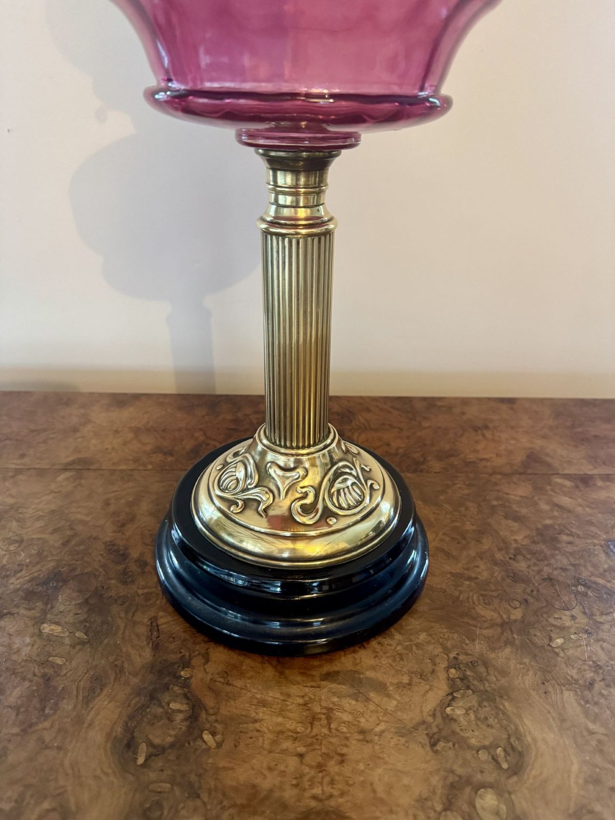 Outstanding Quality Antique Cranberry Glass Oil Lamp photo Lighting