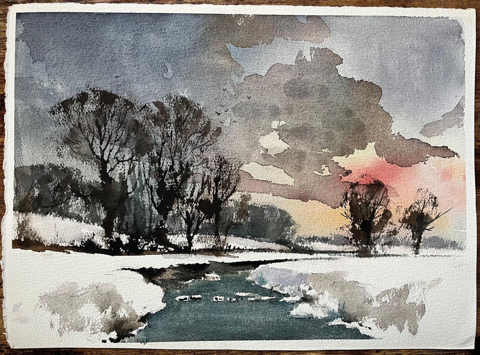 Anthony Avery British Impressionist Watercolor Of A Scenic Countryside Stream With Lush Trees photo buy
