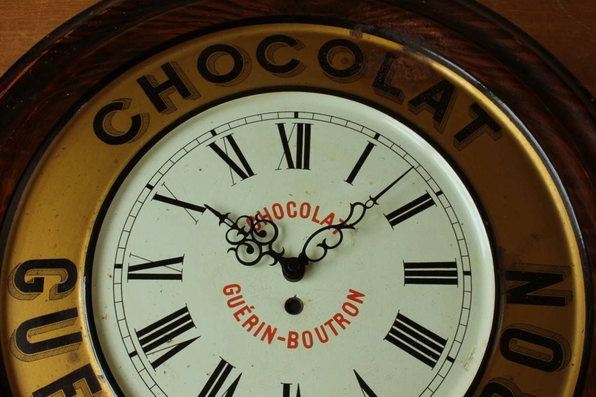 French Chocolate Wall Clock. Guerin Boutron Chocolat Advertising Sign. photo buy