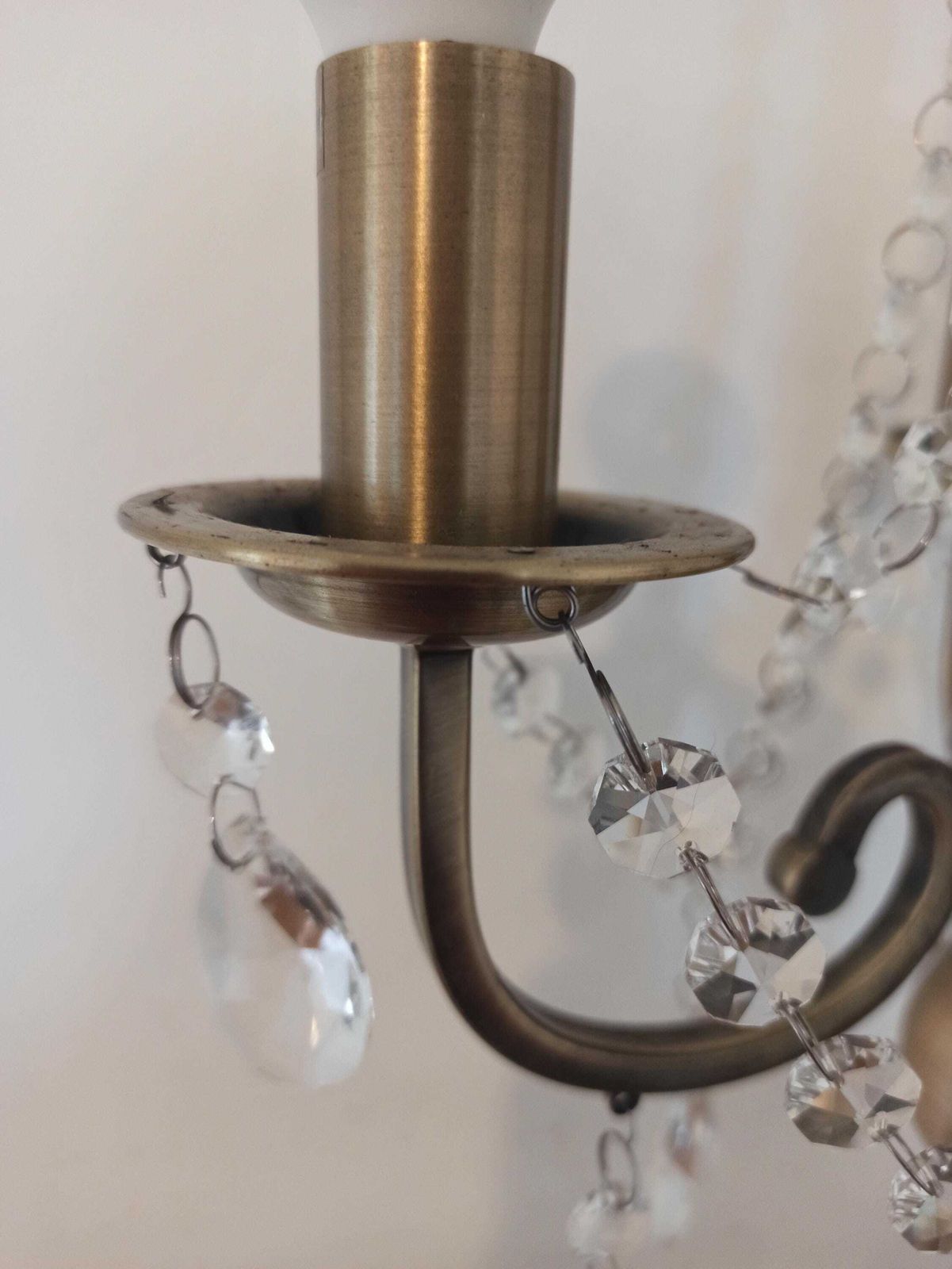 Polished Brass Table Lamp. Chandelier Style. Glass Bead Droplets photo vintage