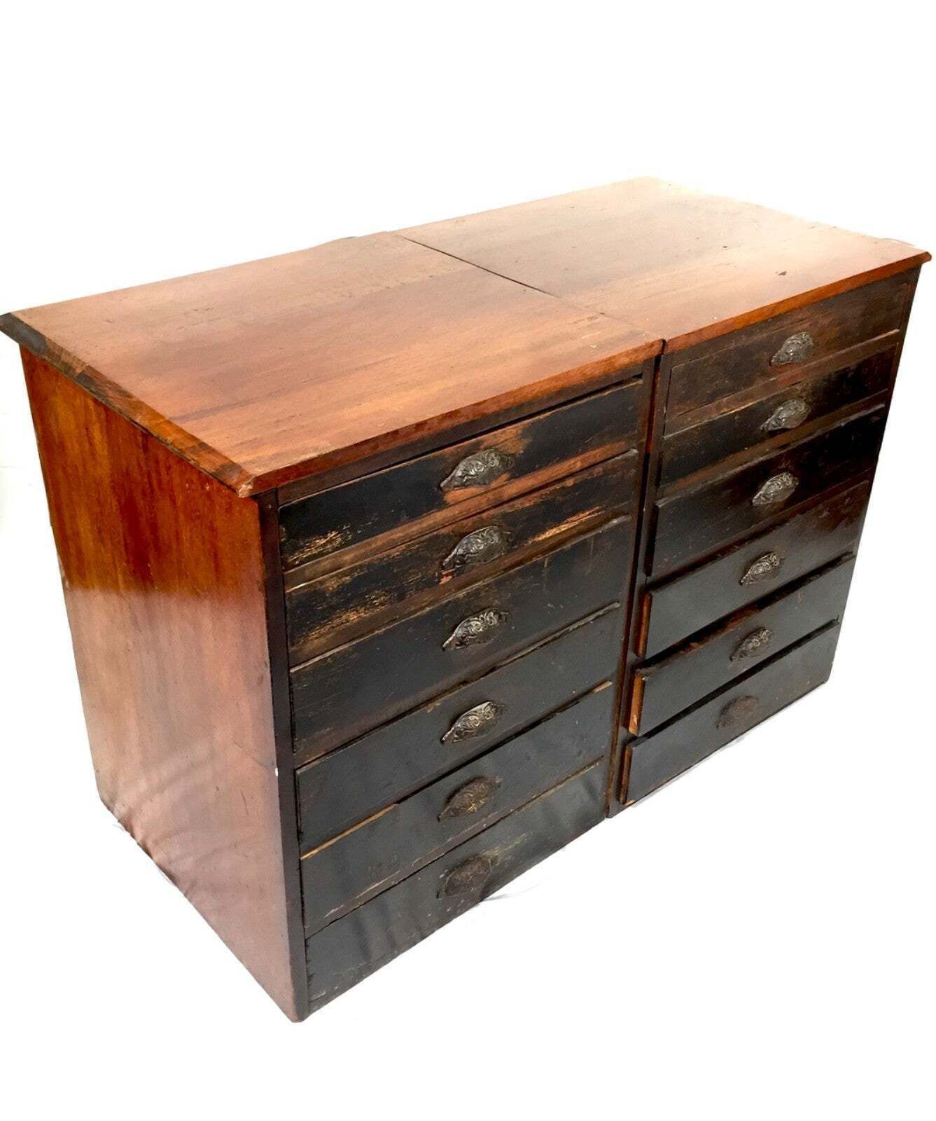 Furniture Antique Haberdashery Shop Display Cabinet / Glazed Fronted Drawers Storage C1900 photo