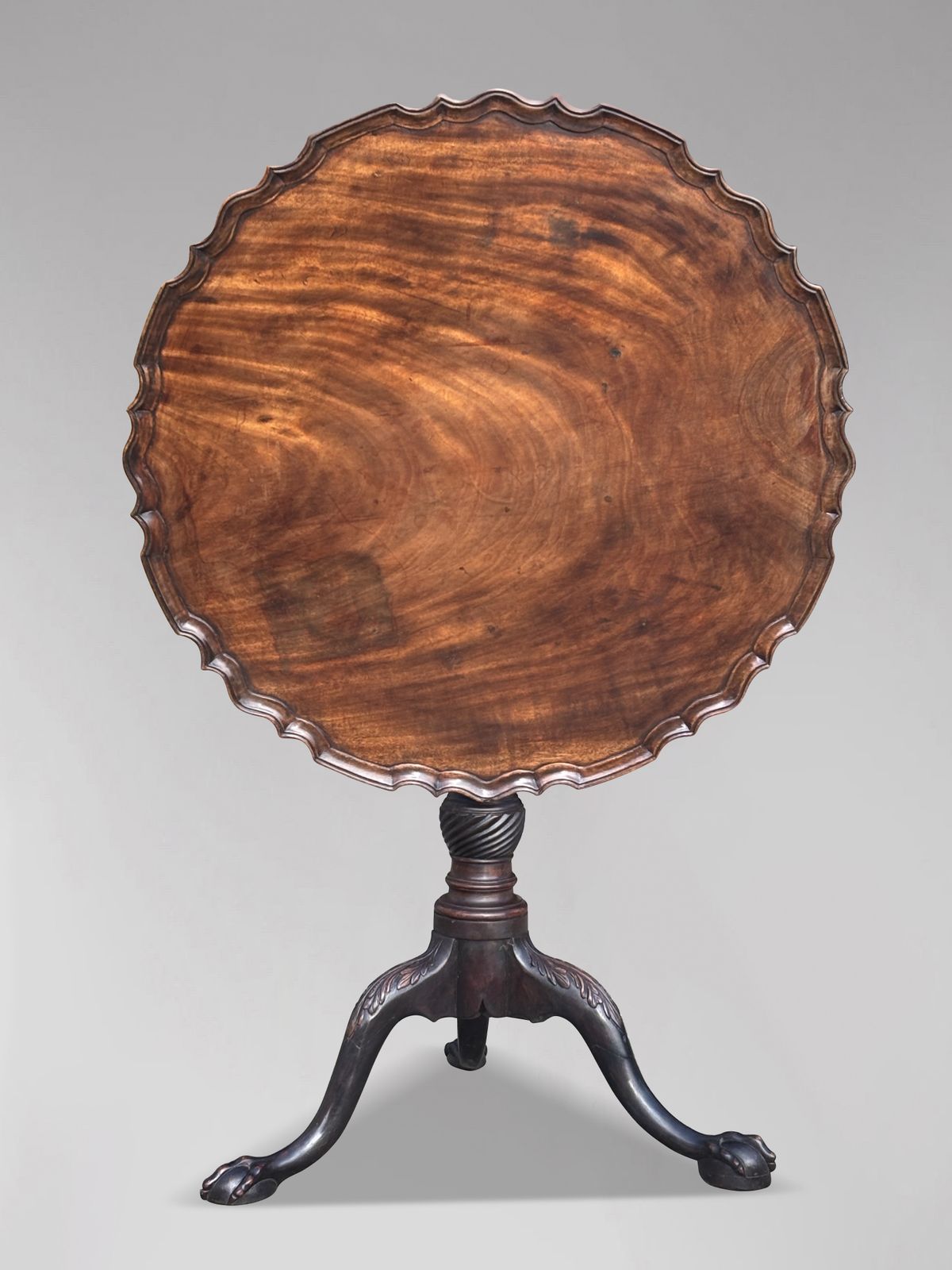 18th Century George III Period Mahogany Pie Crust Edge Tripod Table