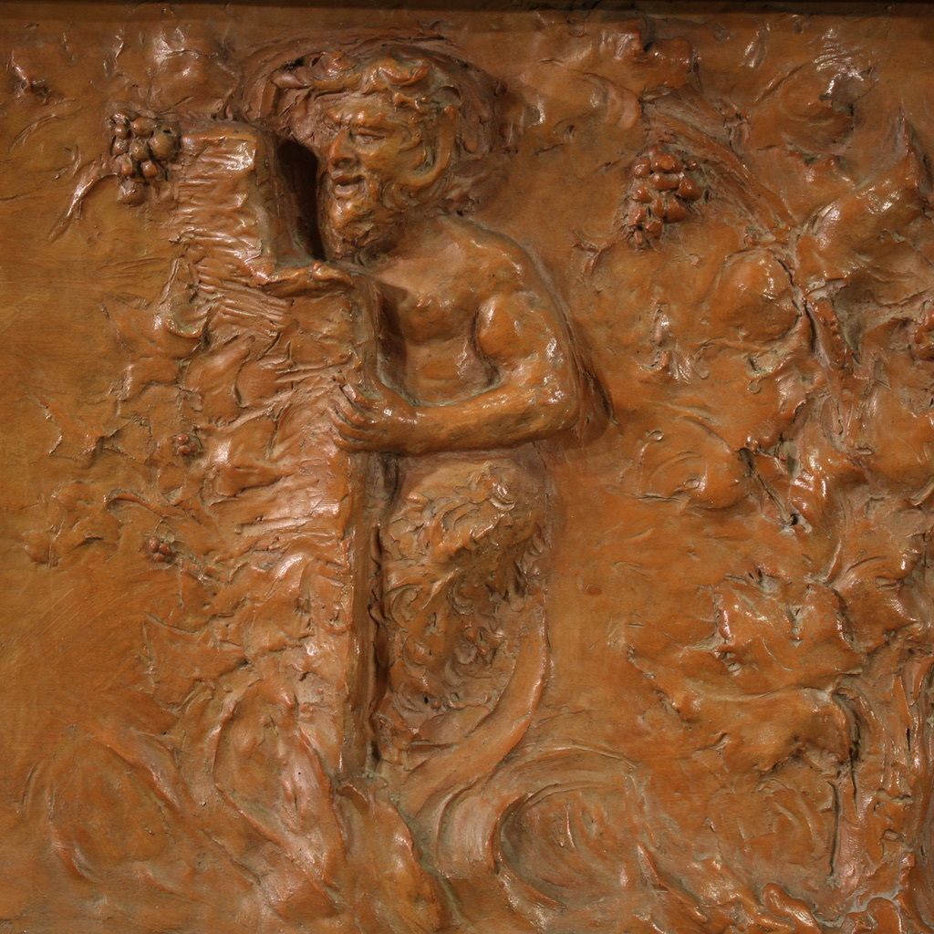 French Terracotta Bas Relief, Venus With Faun From 20th Century photo Art