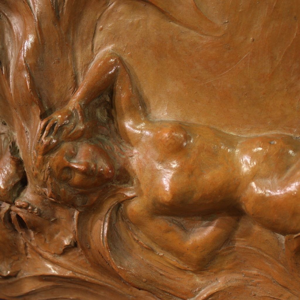photo for sale French Terracotta Bas Relief, Venus With Faun From 20th Century