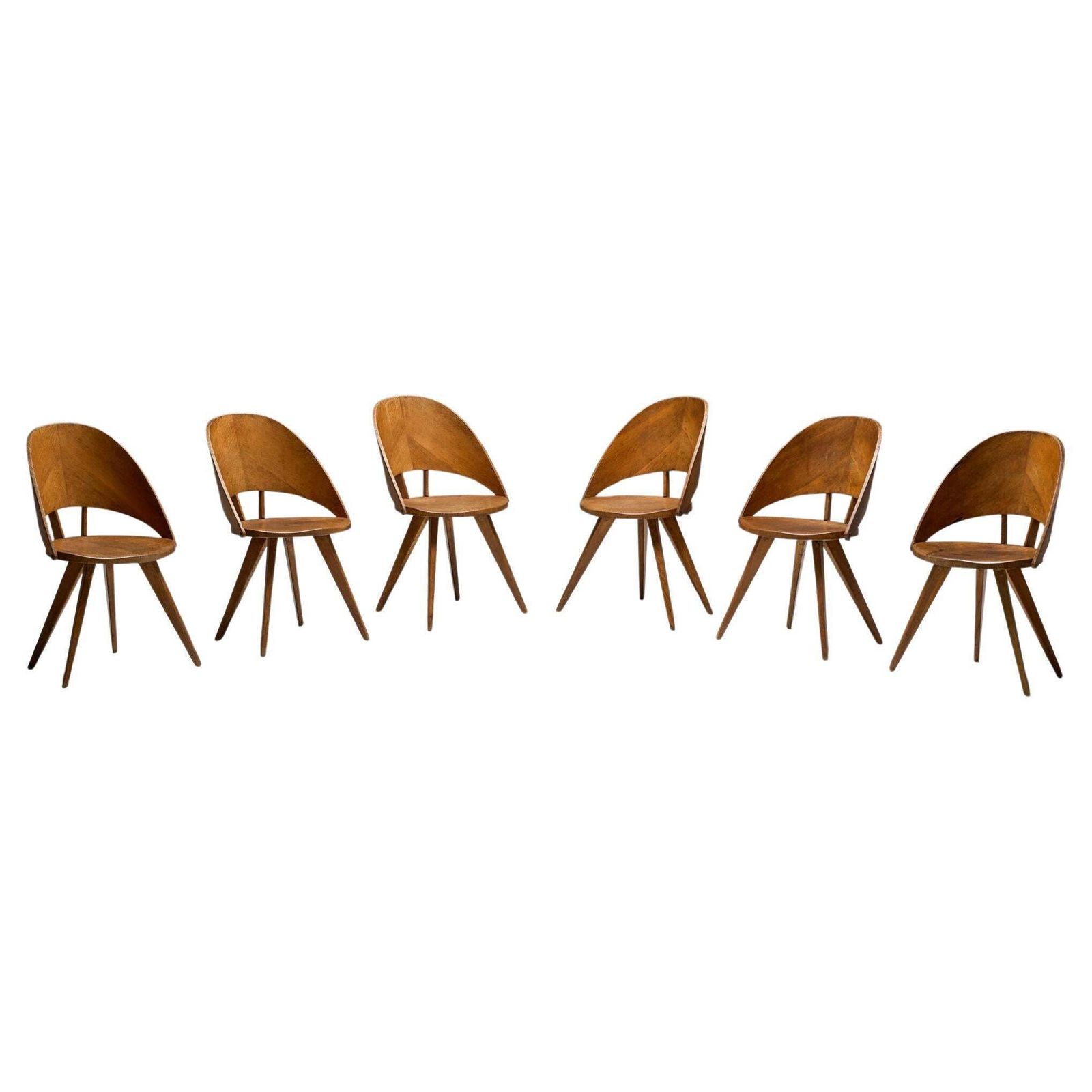 Mid Century Plywood Dining Chairs, Italy, 1950s
