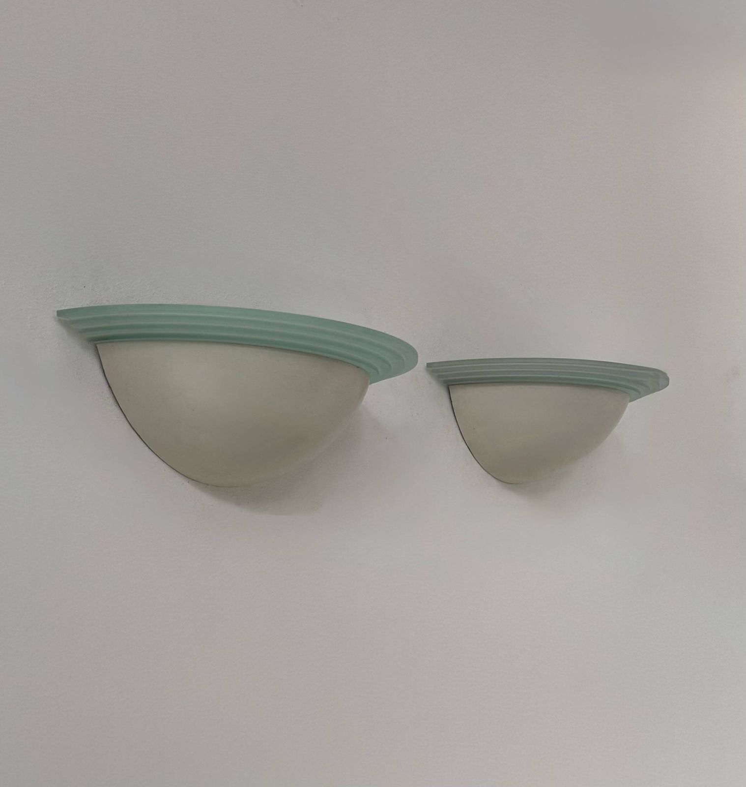 Pair Of Vintage Half Moon Wall Lights, Perspex And White Metal, France, 1970. photo 282.0