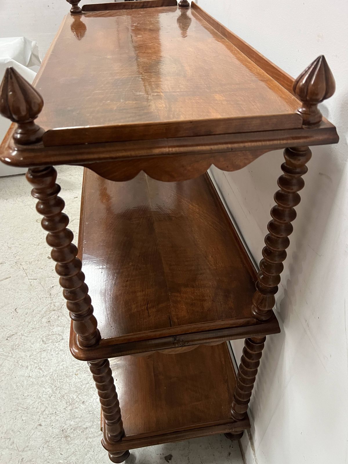 Napoleon III Console Table With Three Shelves In Mahogany And Veneer, 19th Century photo vintage