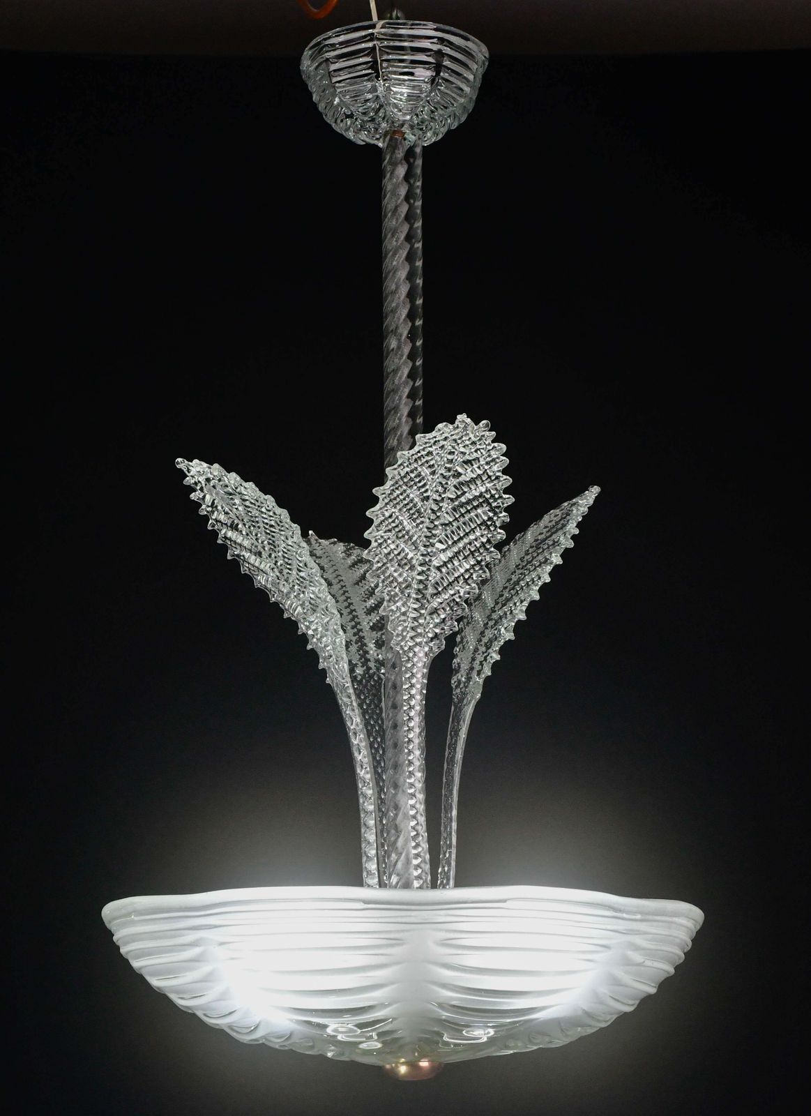 Luxury Barovier & Toso Chandelier, Murano Pulegoso Glass, 1950s photo furniture