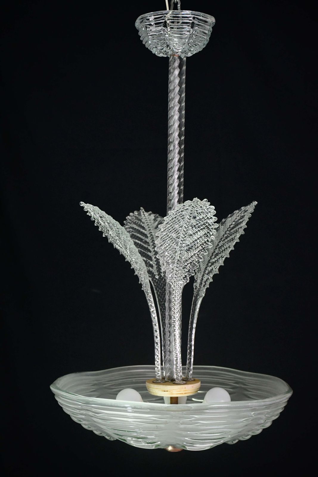 Luxury Barovier & Toso Chandelier, Murano Pulegoso Glass, 1950s photo for sale