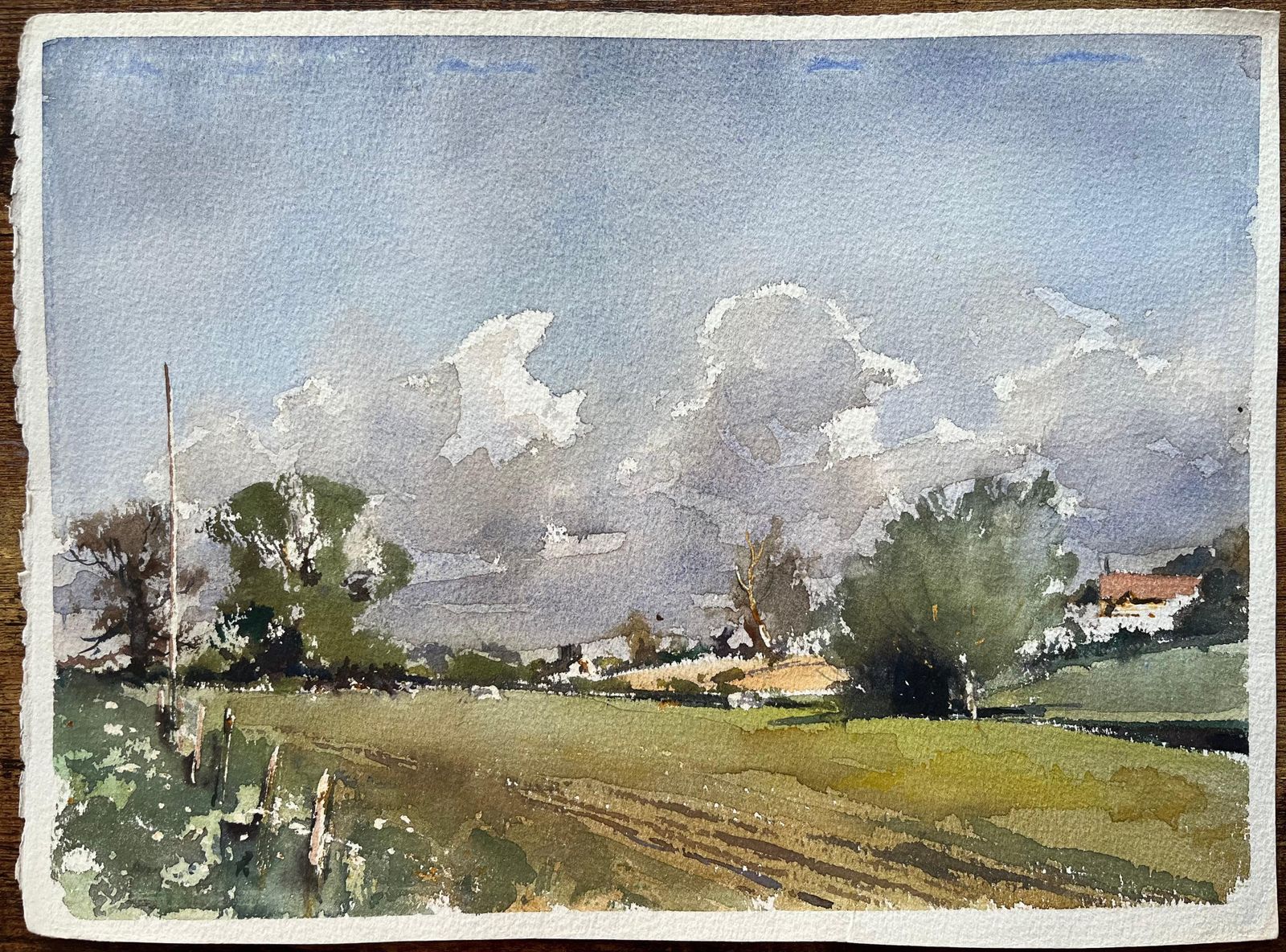 Anthony Avery British Impressionist Watercolor Of A Rolling Fields Under Vast Skies photo furniture
