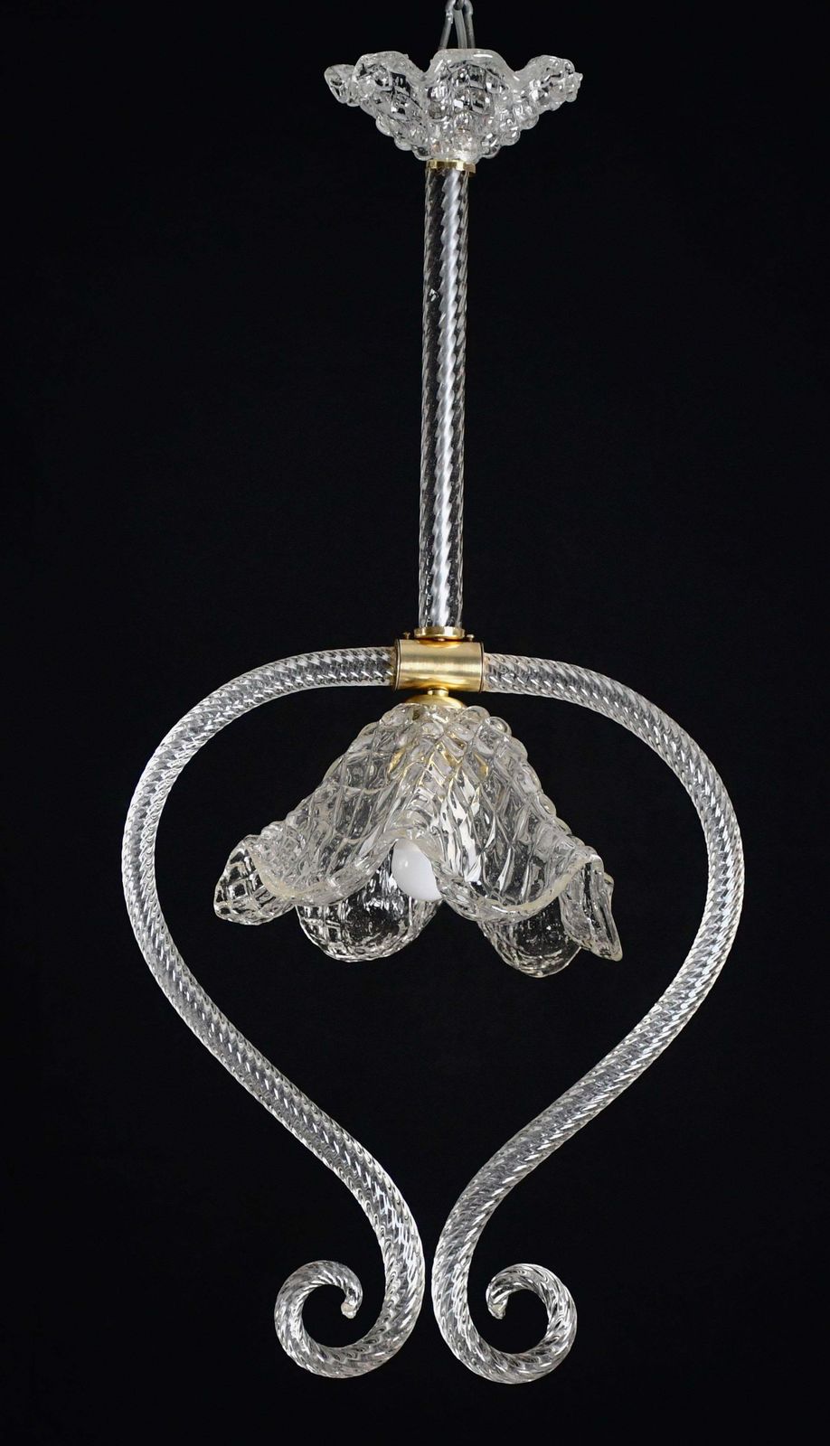 Charming Art Decò Barovier & Toso Pendant Light Chandelier Murano Glass, 1950s photo Lighting