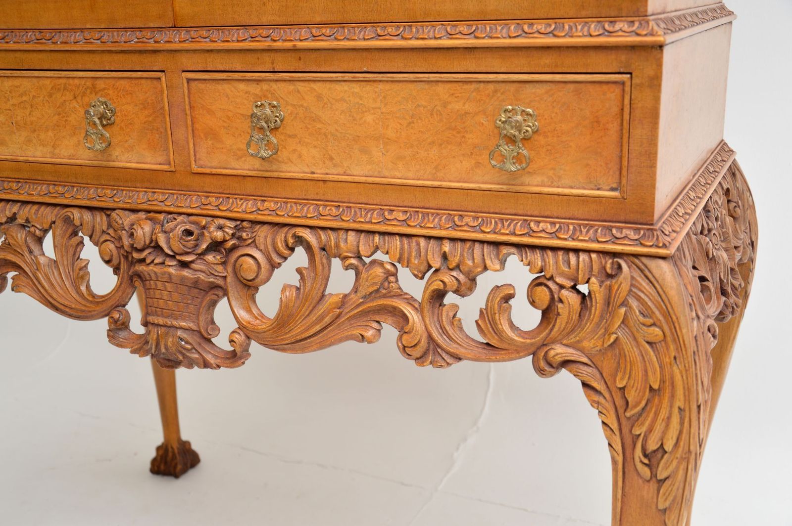 Antique Burr Walnut Queen Anne Style Cocktail Drinks Cabinet photo buy