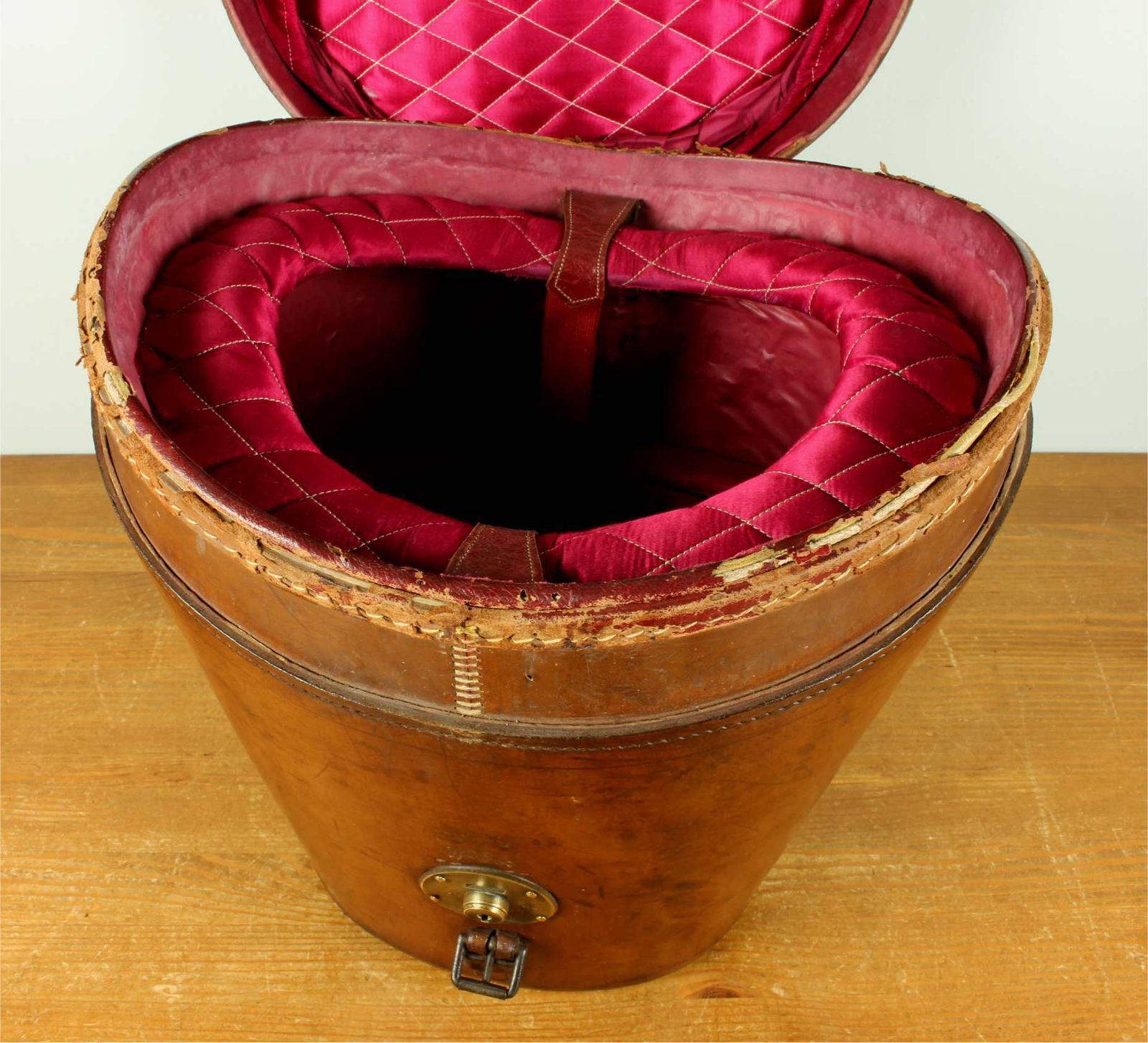 Antique Large Multi Top Hat Carry Case. Tall Double Leather Storage Box. photo buy