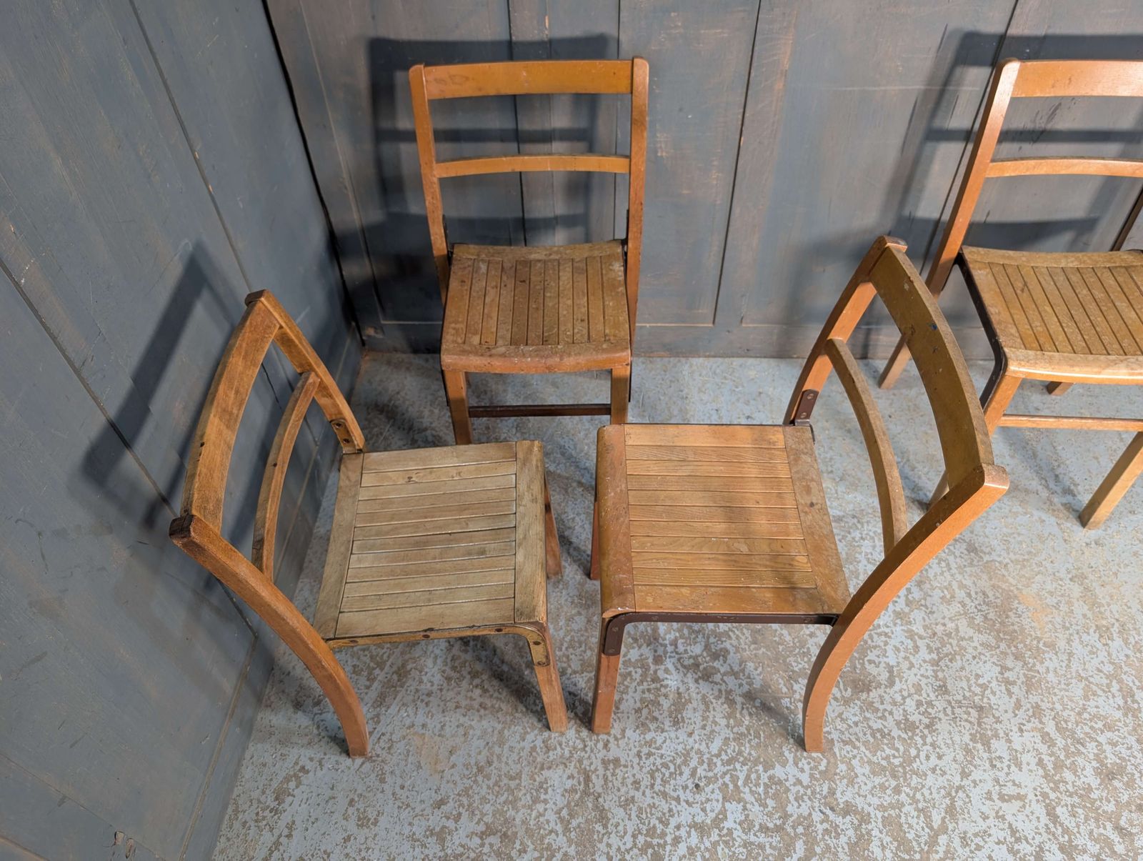 Harlequin Set Of 4 1950’s Vintage Stacking Army Chairs photo for sale