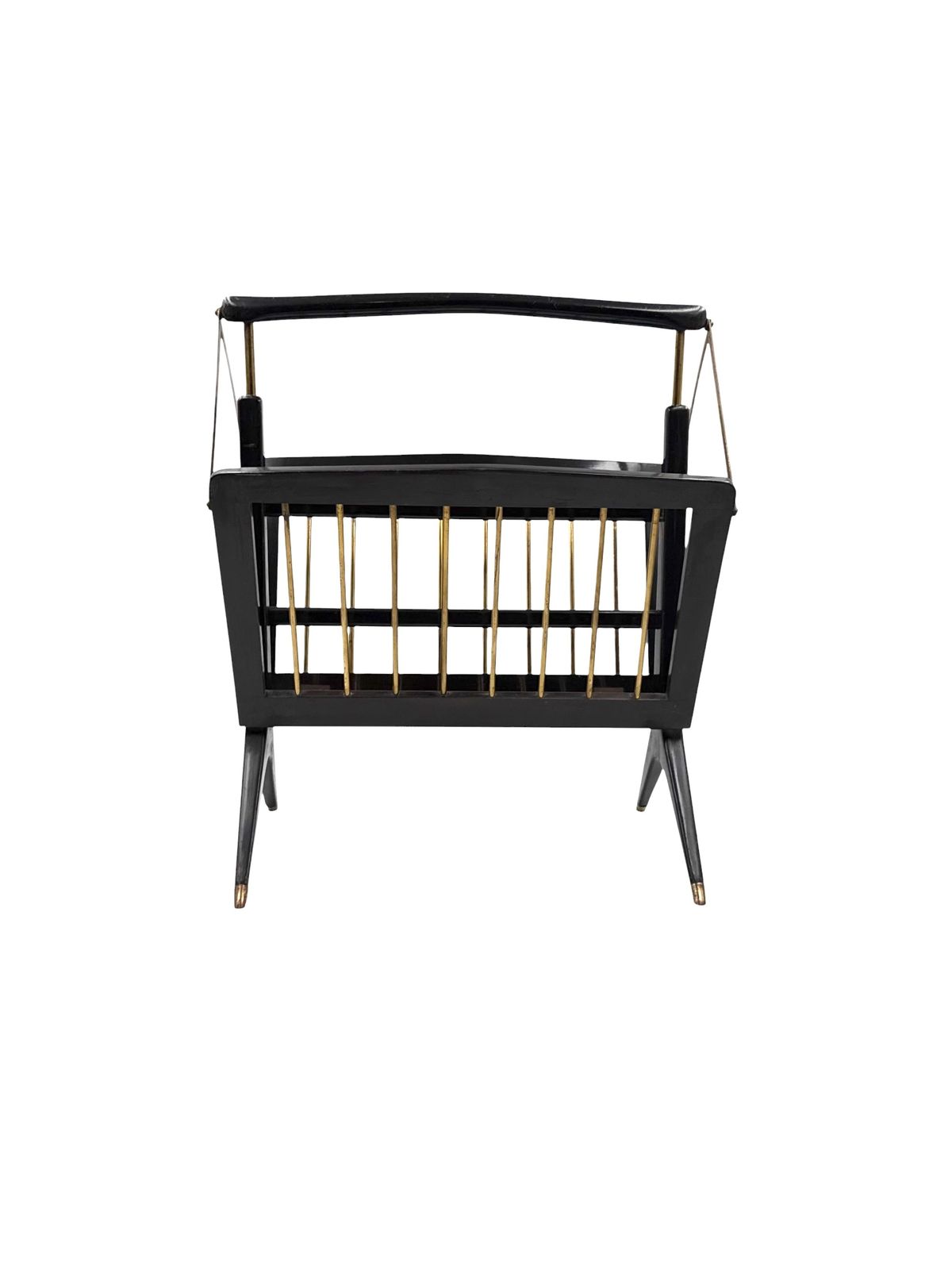 Mid Century Modern Brass Magazine Rack, Ico E Luisa Parisi  Italy 1950 photo vintage