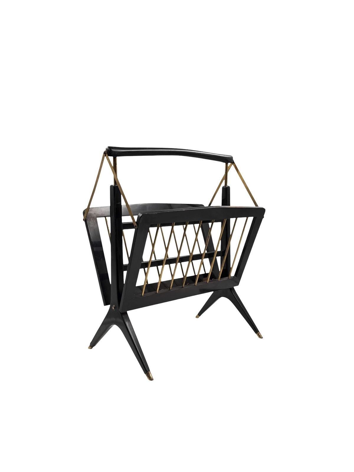 Home Decor Mid Century Modern Brass Magazine Rack, Ico E Luisa Parisi  Italy 1950 photo