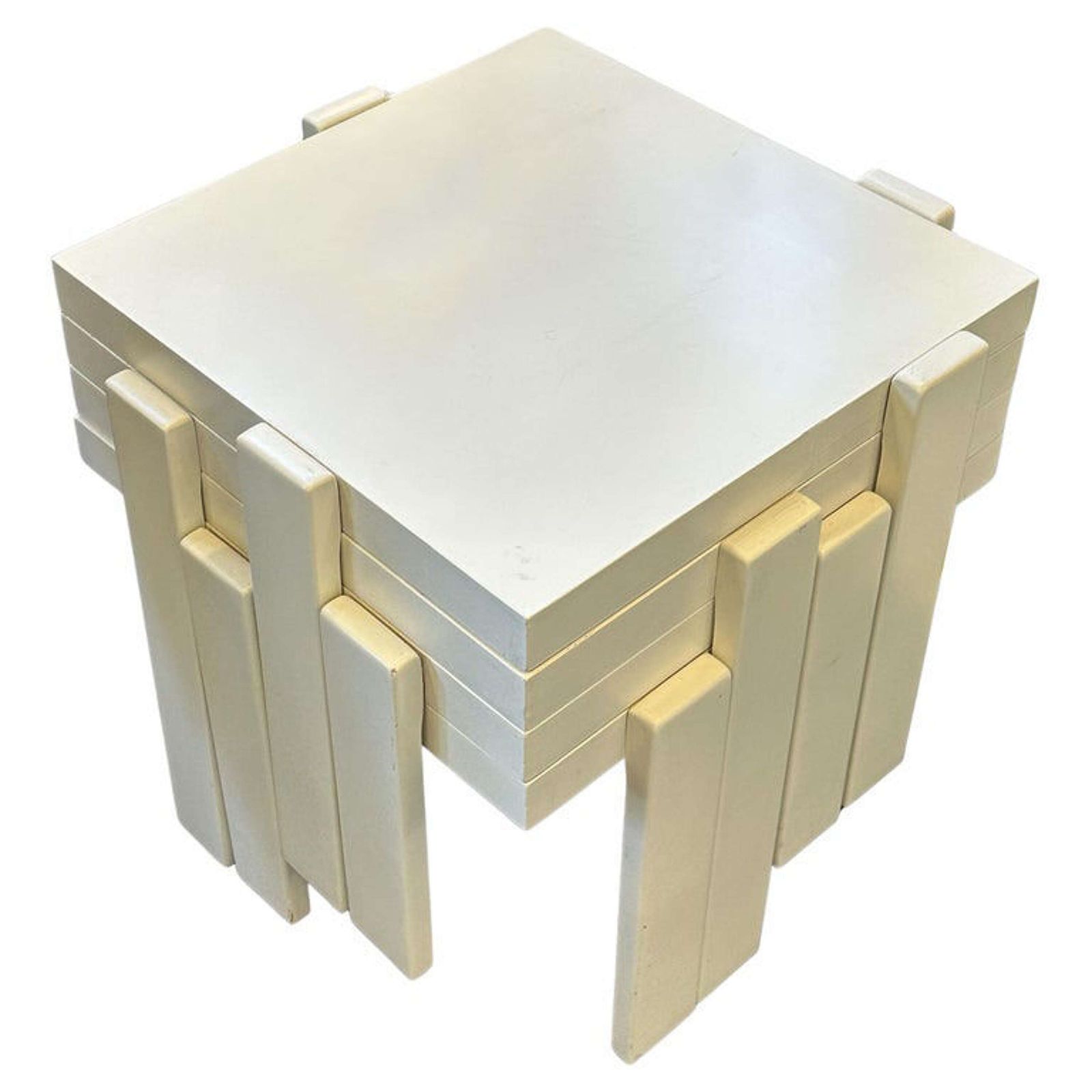 Nesting Tables By Gianfranco Frattini, Set Of Four In Cream Wood, 1960 Italy