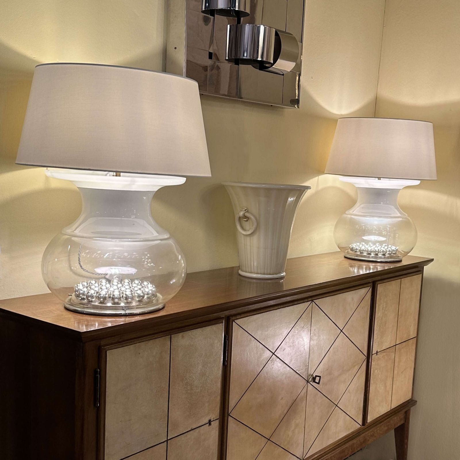 Pair Of Large Reggiani Murano Table Lamps Italy 1970s photo buy