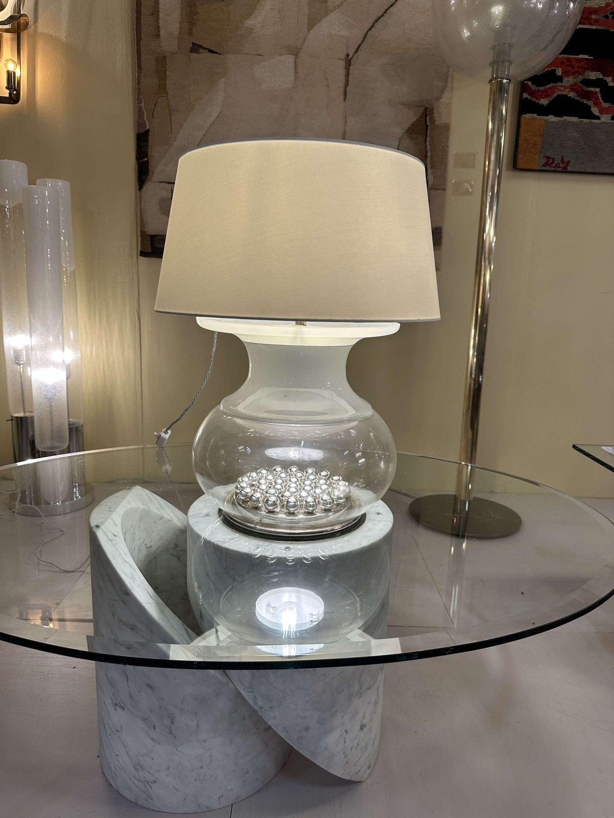 2500.0 Pair Of Large Reggiani Murano Table Lamps Italy 1970s photo