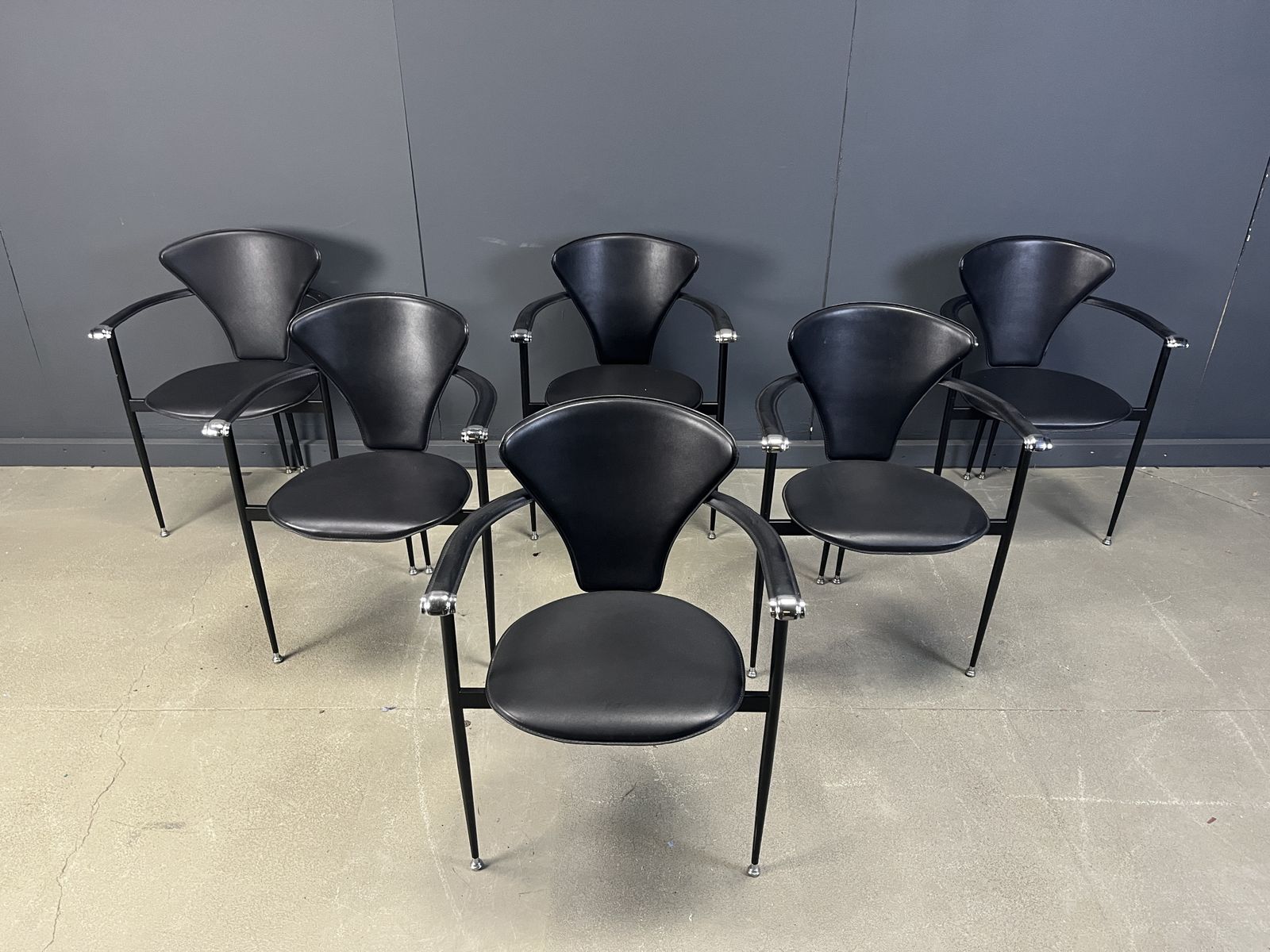 Vintage Leather Armchairs By Arrben Italy, 1980s   Set Of 6 photo for sale