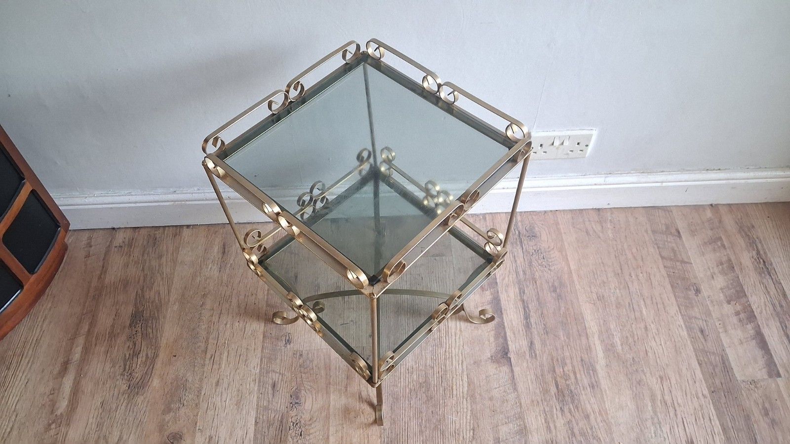 photo vintage 1960's French Mid Century Gilt Wrought Iron Drinks/Cocktail/Side..... Table