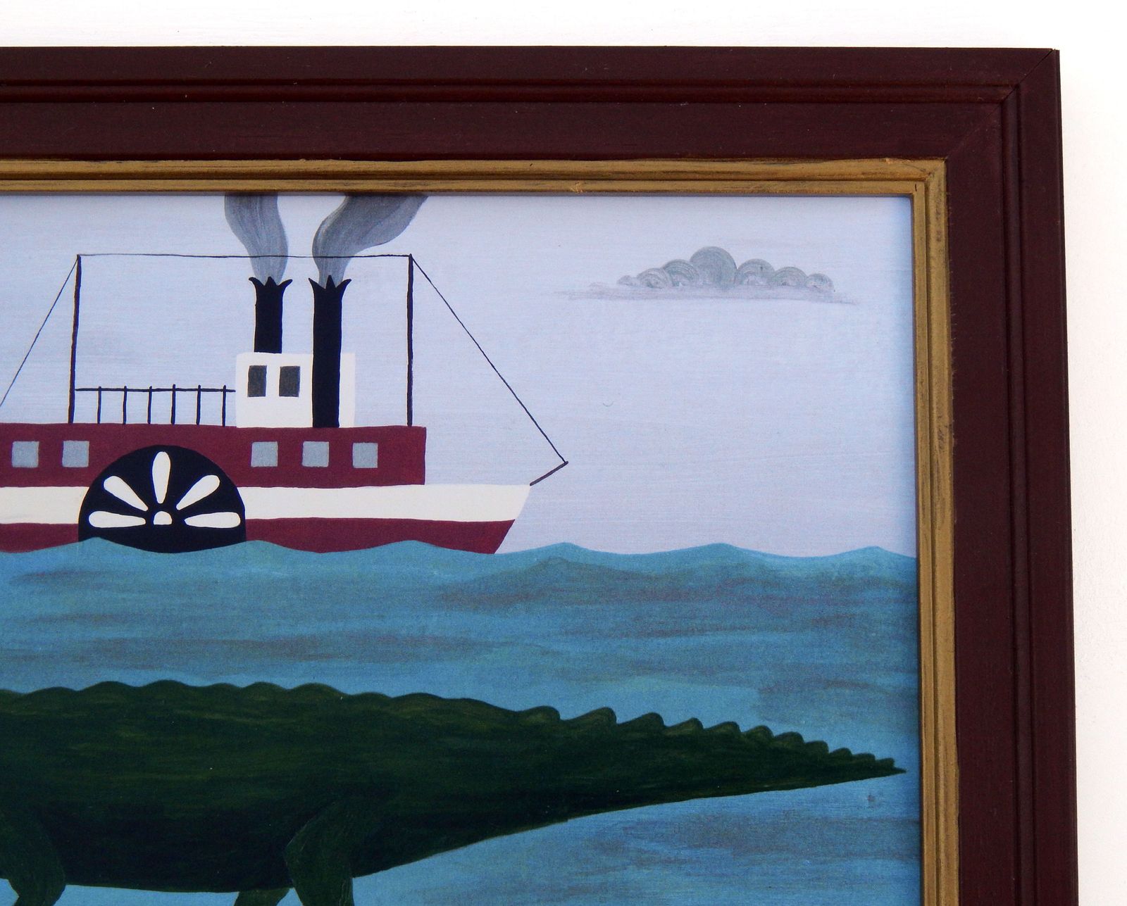 Naïve Folk Art River Scene With Alligator And Paddle Steamer Fine Art Print By Matt Rix photo vinterior
