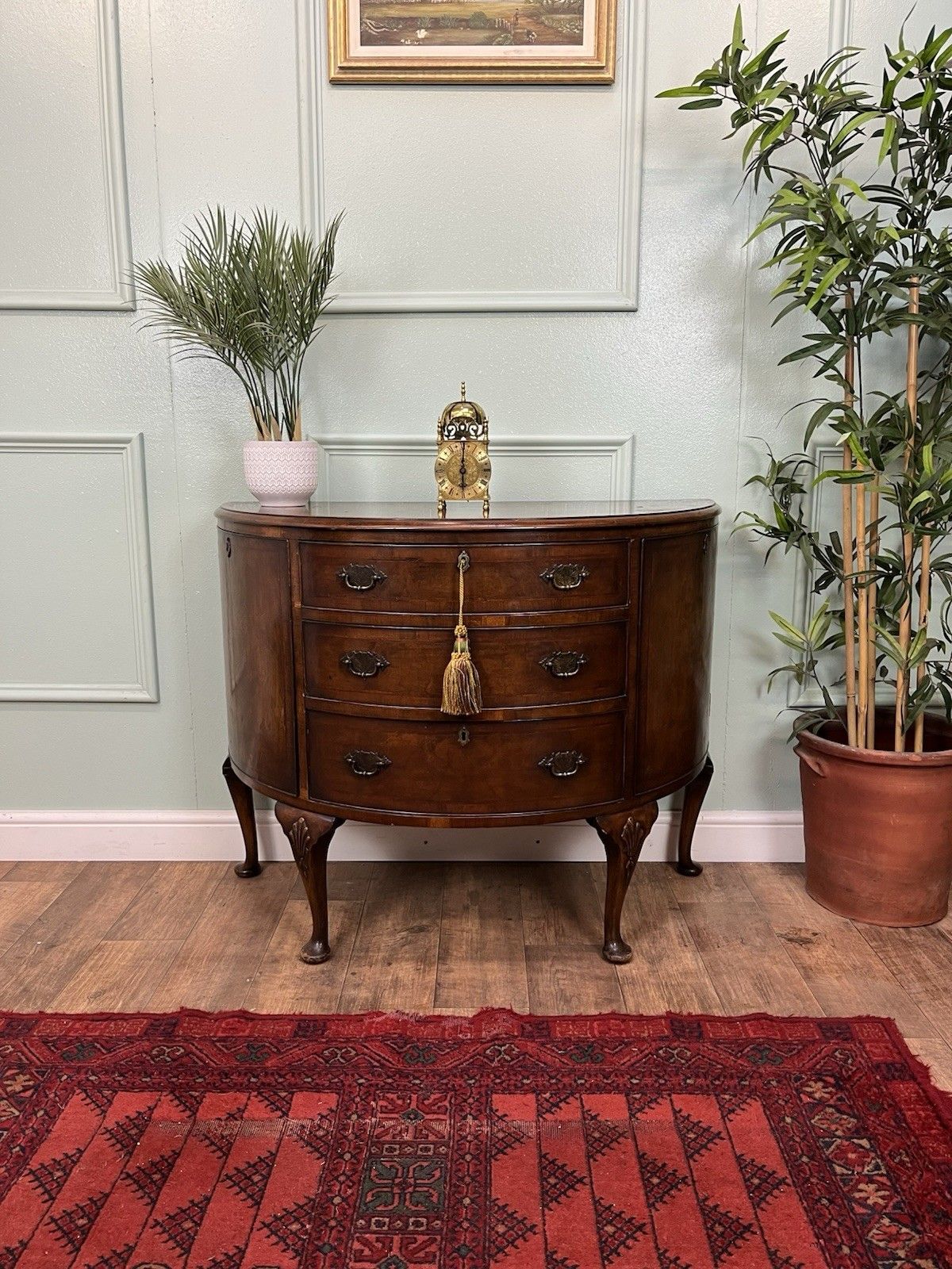 Burr Walnut Antique Queen Anne Style Cabriole Leg Commode, Chest Of Drawers photo furniture