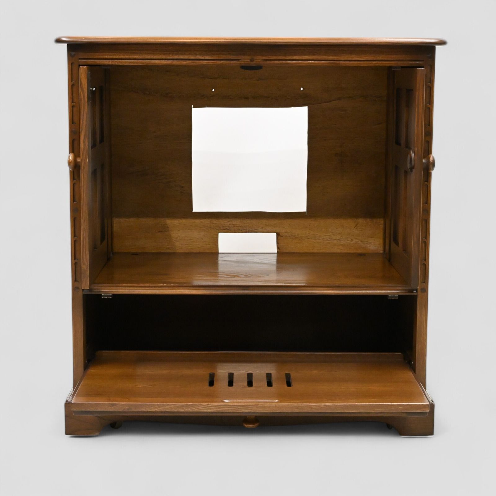 photo for sale Ercol Mural Tv Video Cabinet Golden Dawn Corner Flap Model 839 Free Uk Delivery
