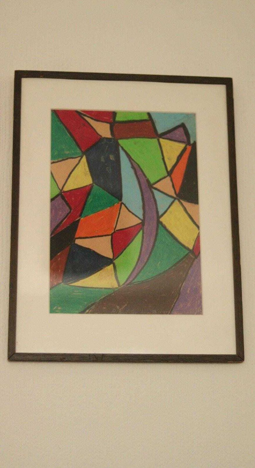 Original Mid Century Swedish Mixed Media/Oil Pastel On Panel – “Ritad 66” By Ann Wazzgren – Vintage& Framed  42 × 31 Cm (16.5" × 12.2") photo vintage