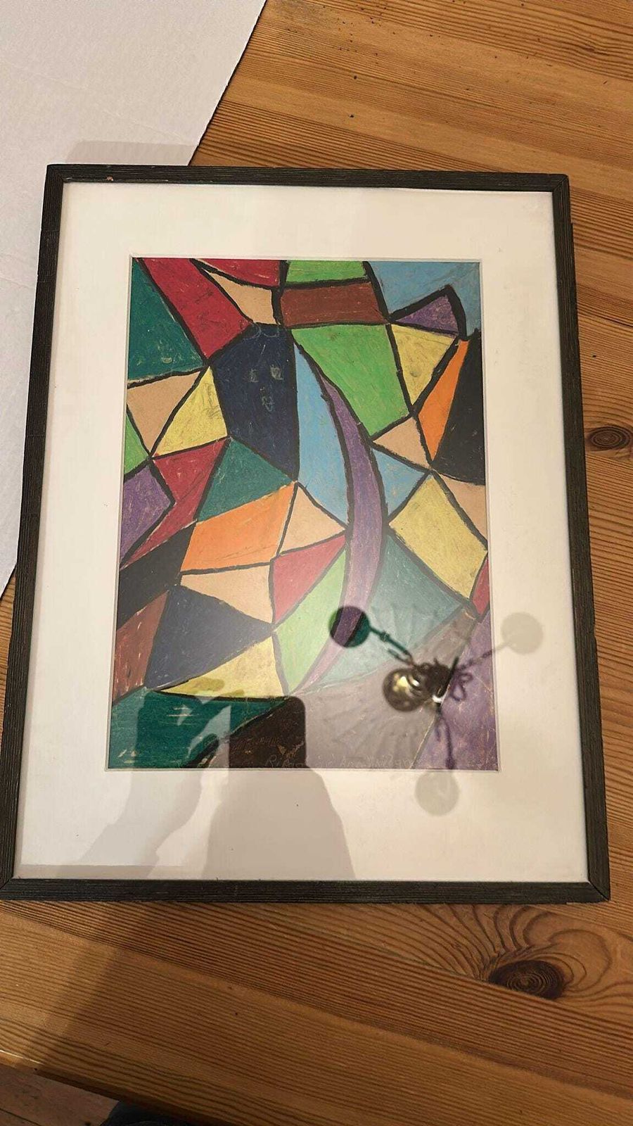 photo furniture Original Mid Century Swedish Mixed Media/Oil Pastel On Panel – “Ritad 66” By Ann Wazzgren – Vintage& Framed  42 × 31 Cm (16.5" × 12.2")