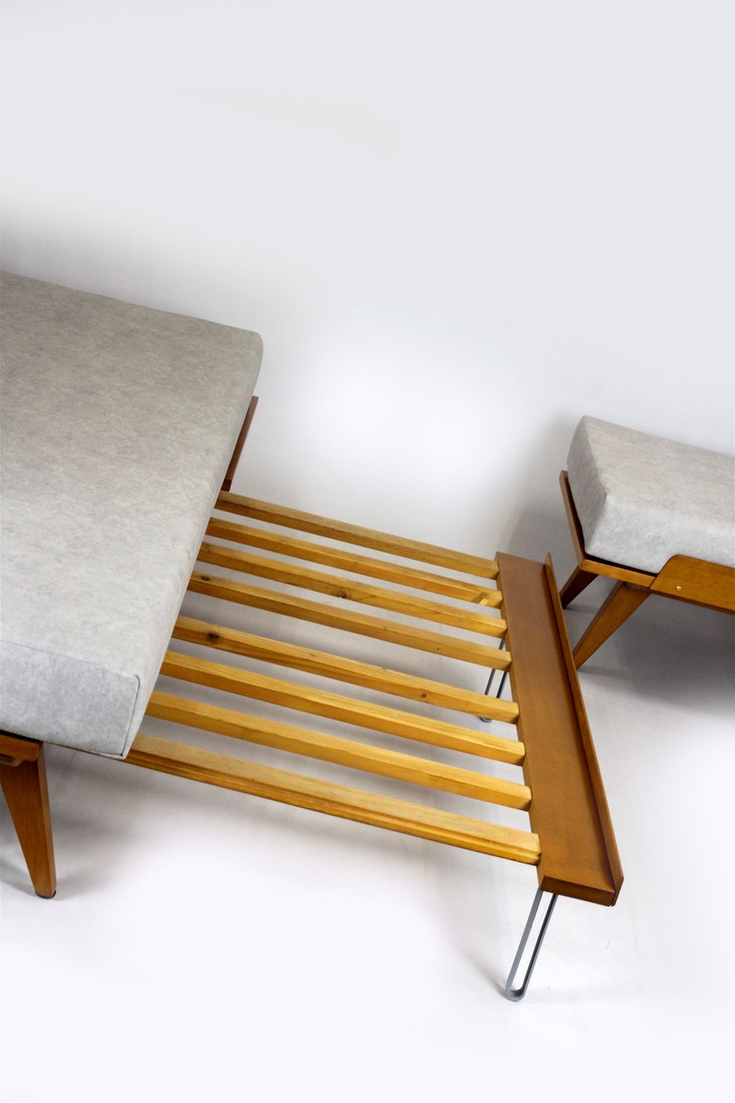 Furniture Restored 1960s Modular Corner Convertible Sofa With Pouf, Tatra, Czechoslovakia, 1960s photo