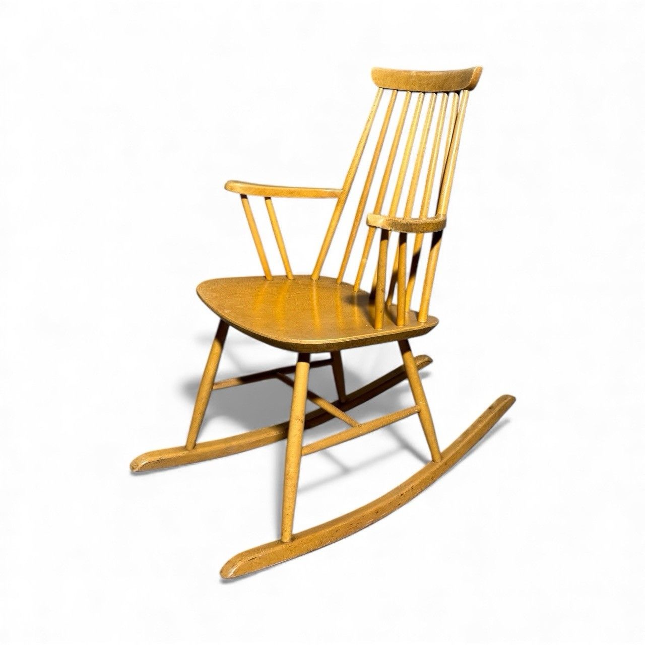 Swedish Blonde Beech Rocking Chair Armchair Mid Century Retro C1960s