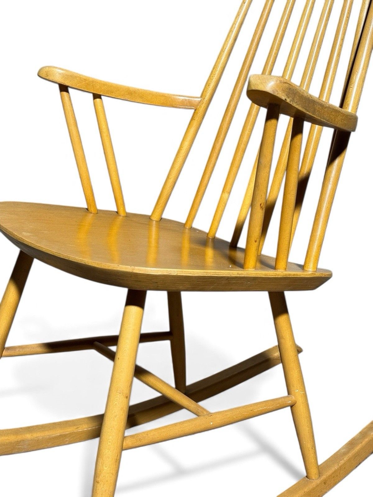 Swedish Blonde Beech Rocking Chair Armchair Mid Century Retro C1960s photo furniture